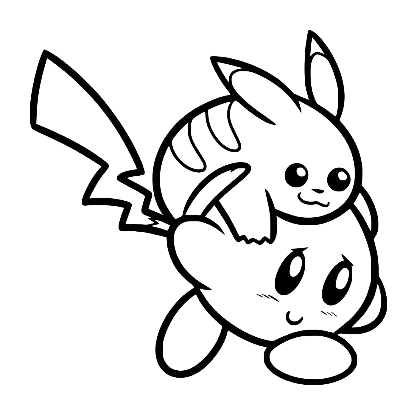  Pikachu jumps on Kirby 