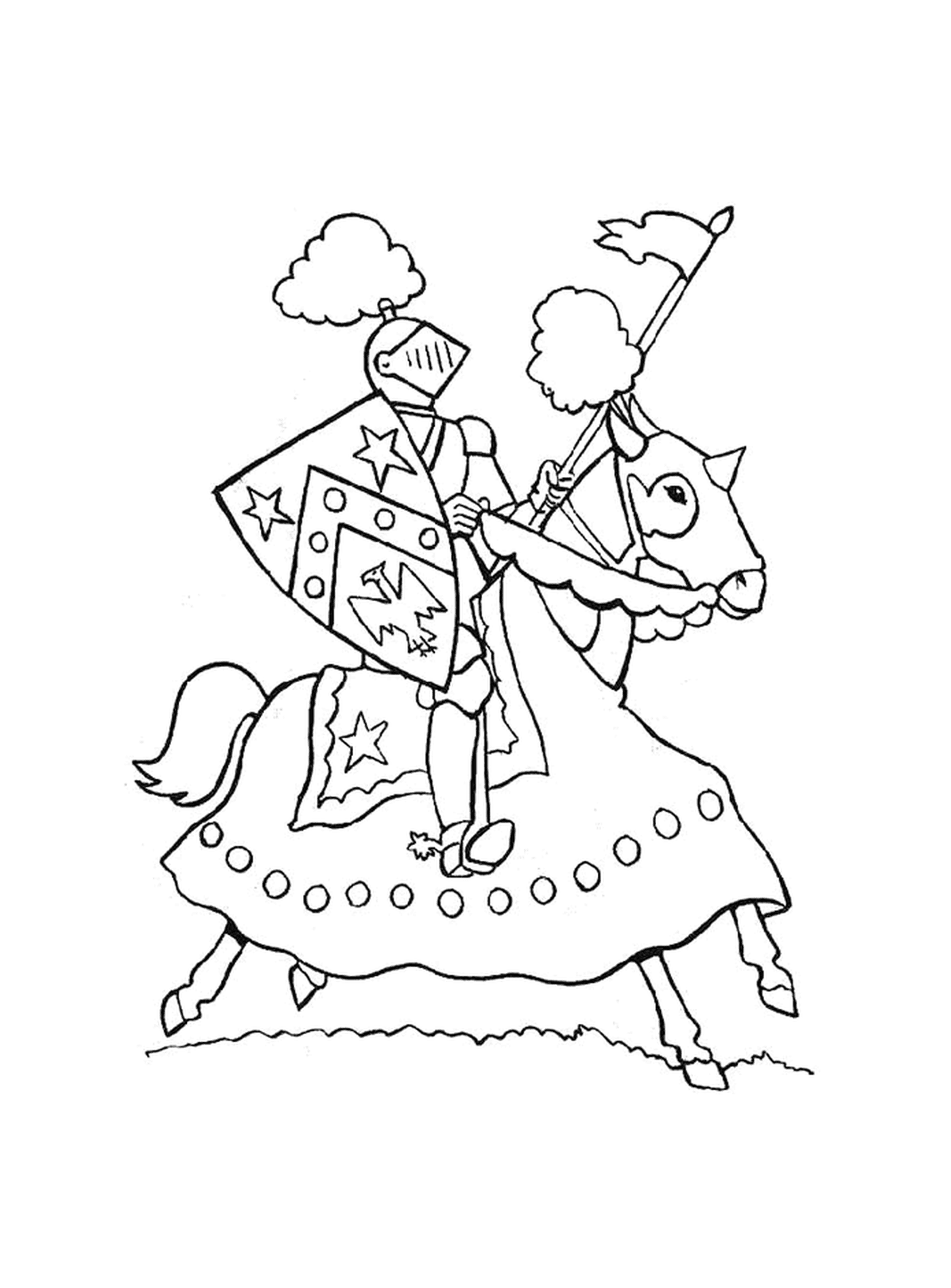  A knight riding his horse 