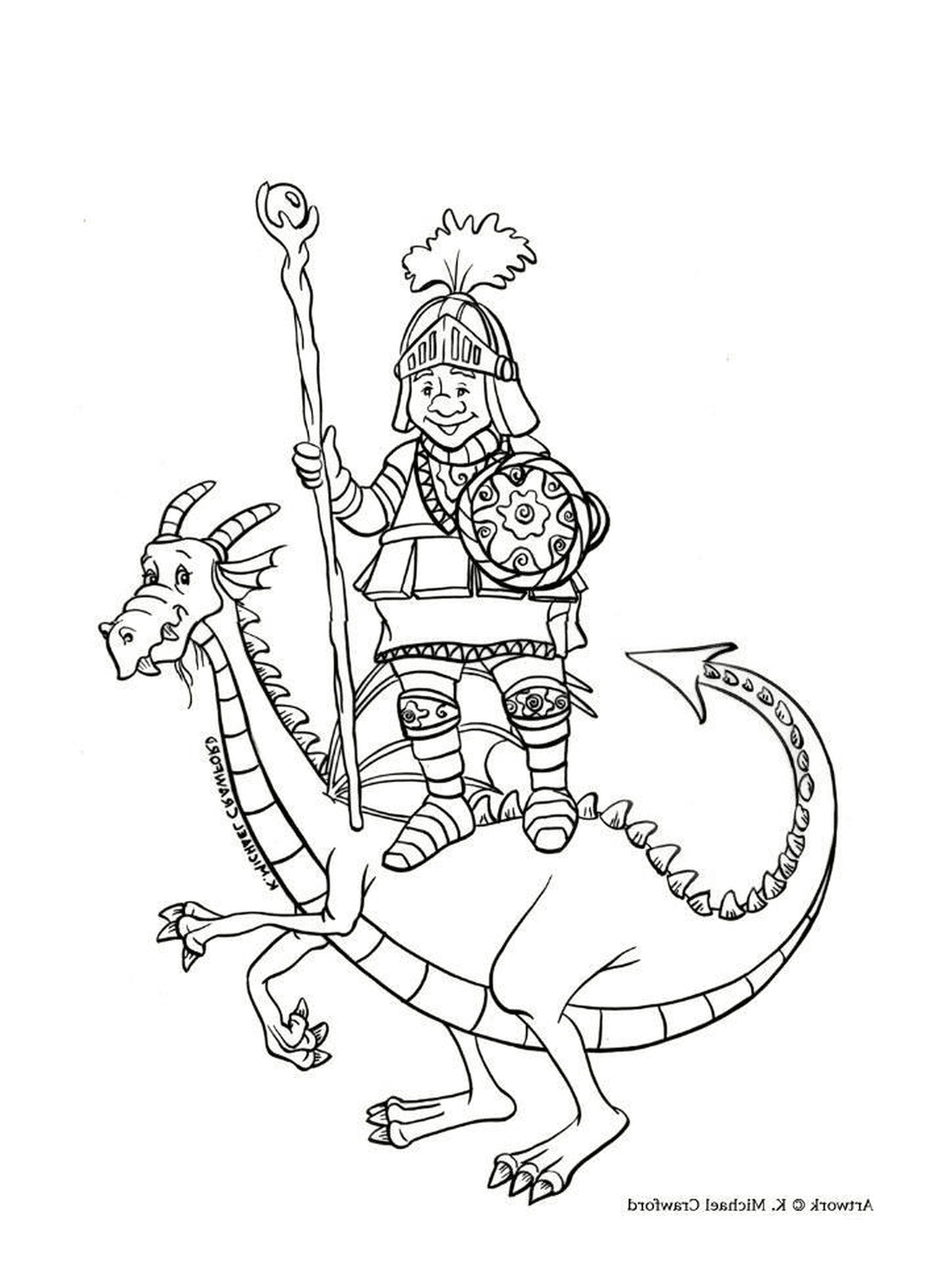  A knight riding a dragon 