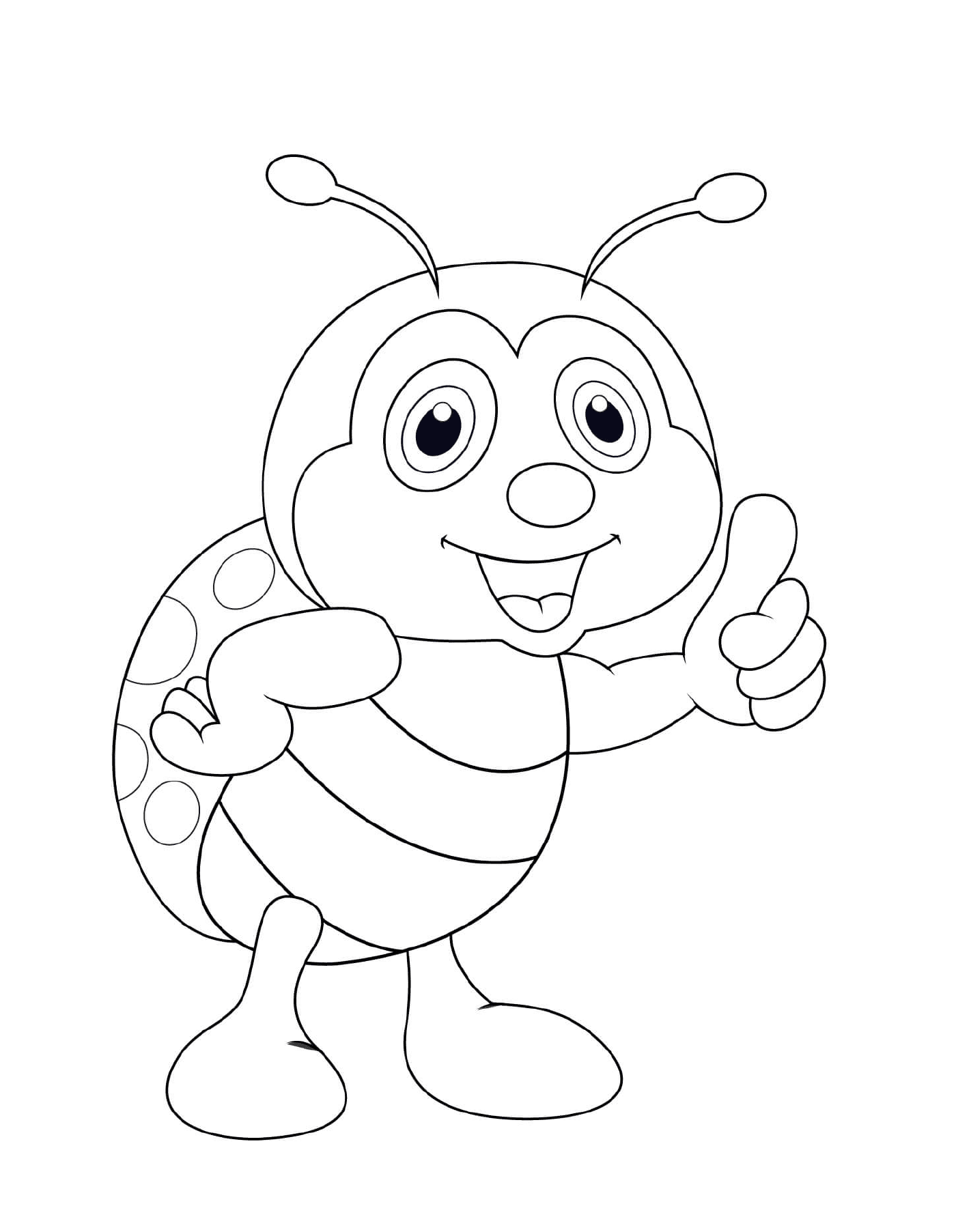  Animated drawing of a standing ladybug, raised inch 