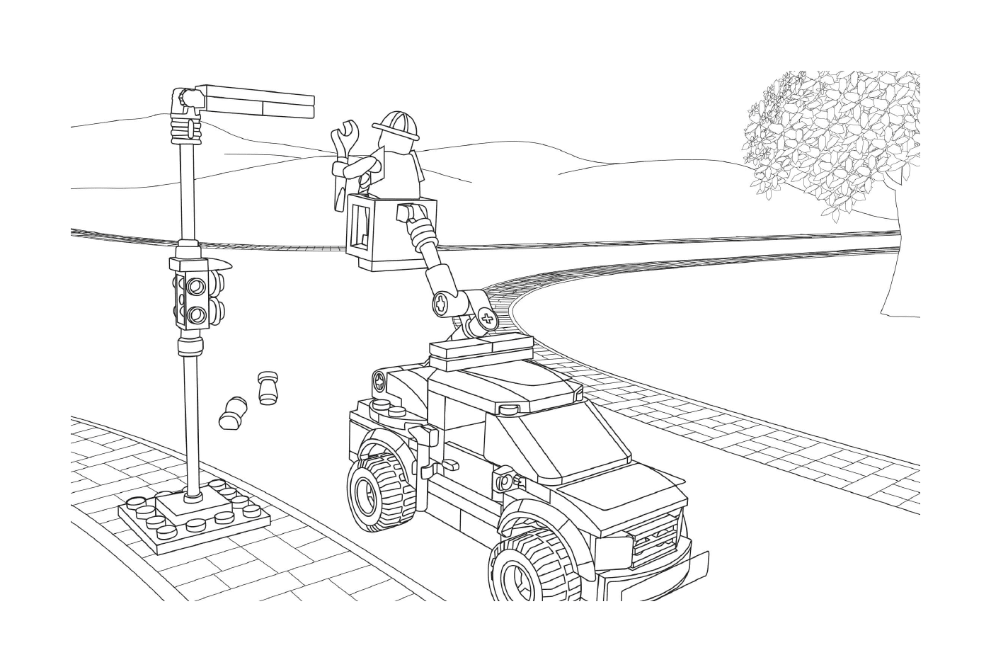  Ремонт грузовика для уличных фонарей в Лего-Сити 