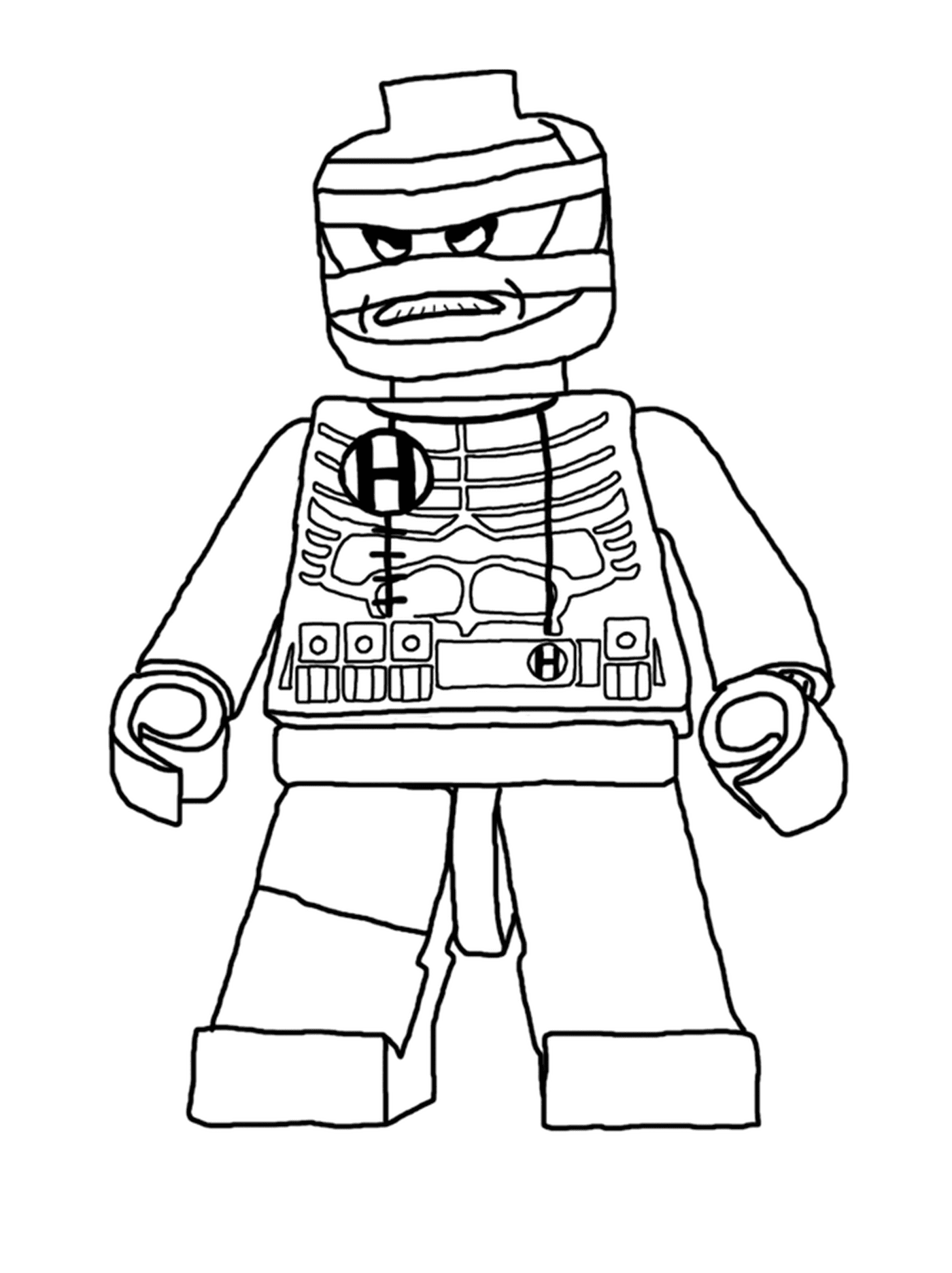  Hombre Lego usando un traje de esqueleto 