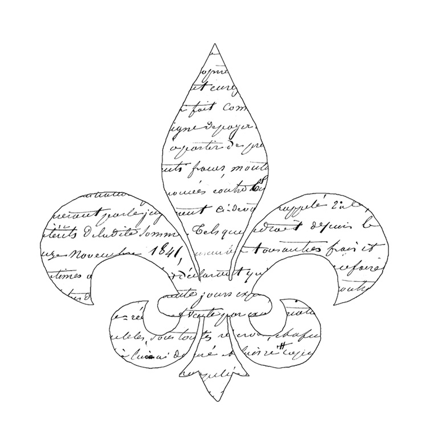  Una flor de lirios con una escritura antigua 