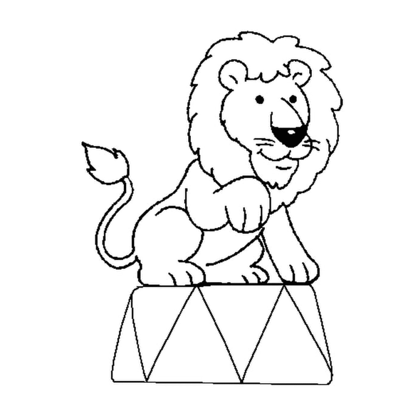  Löwe sitzt auf einem Kreis 