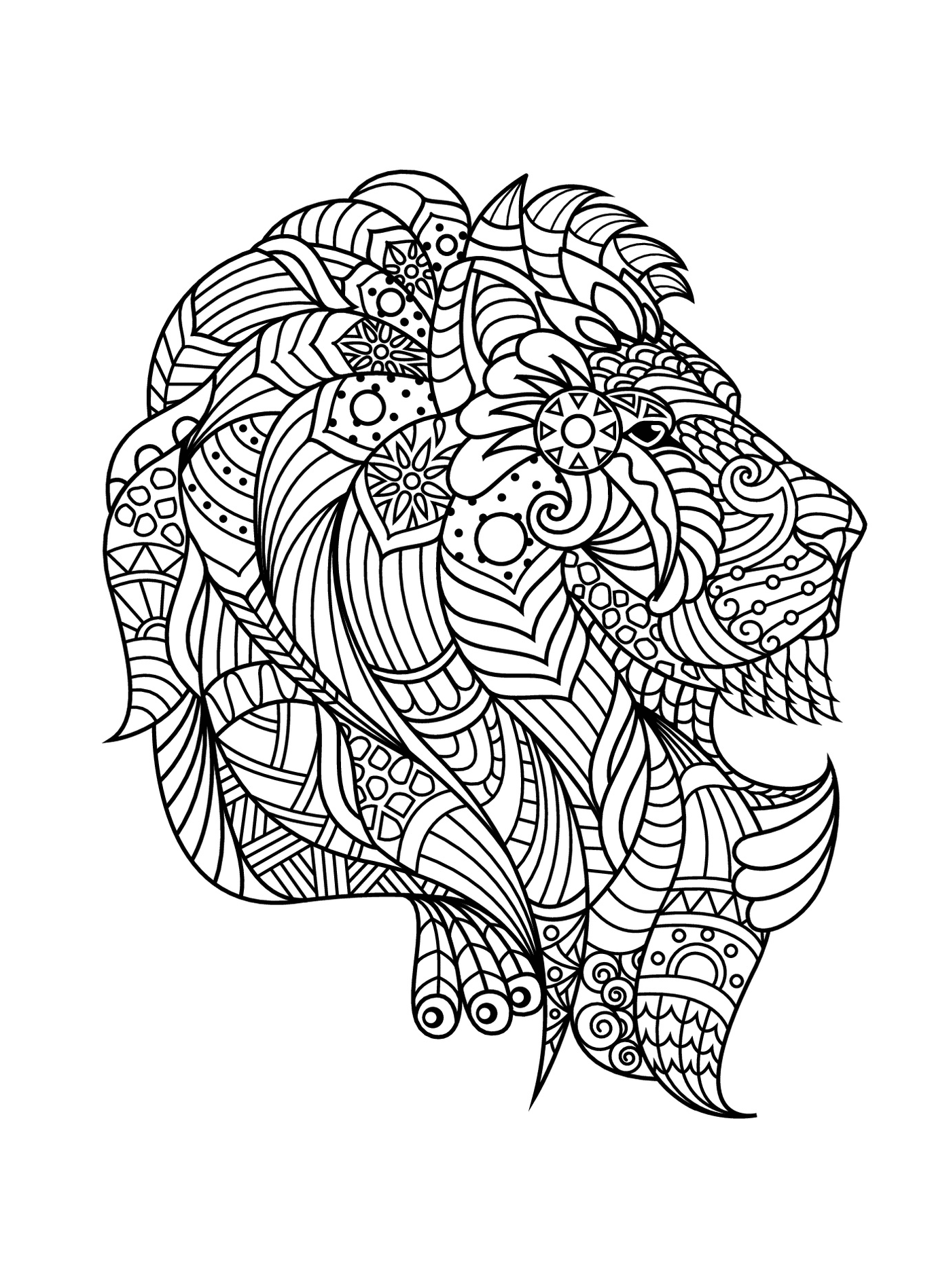  Lion adult complex zentangle 