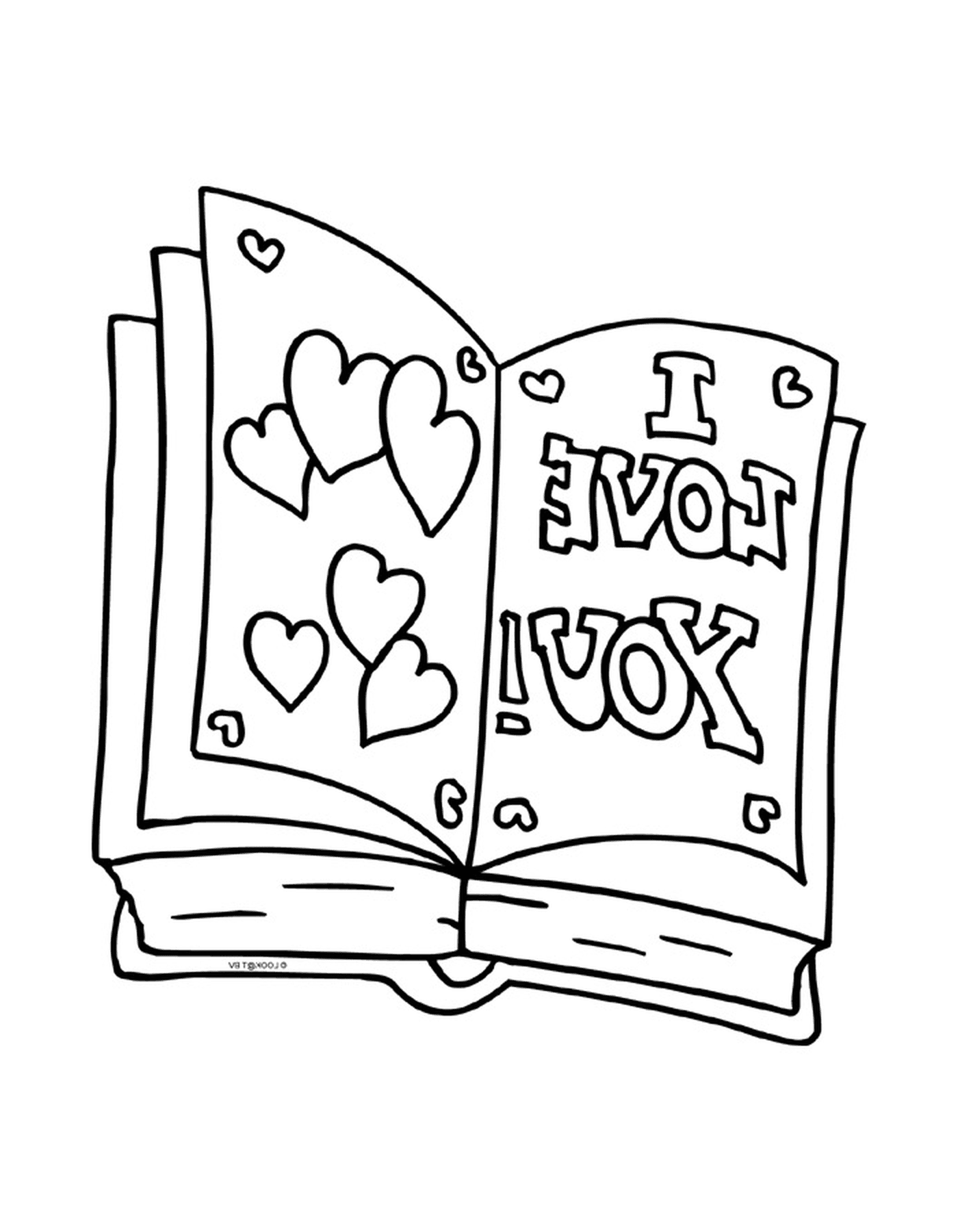  An open book that says I love you 