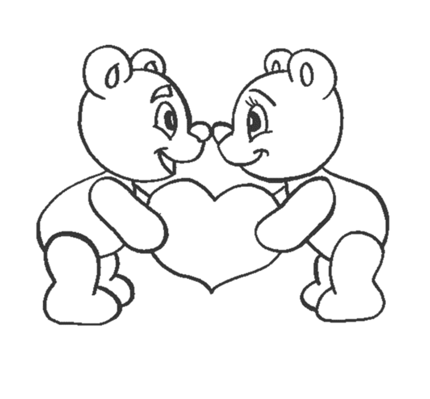  Two teddy bears holding a heart in their hands 