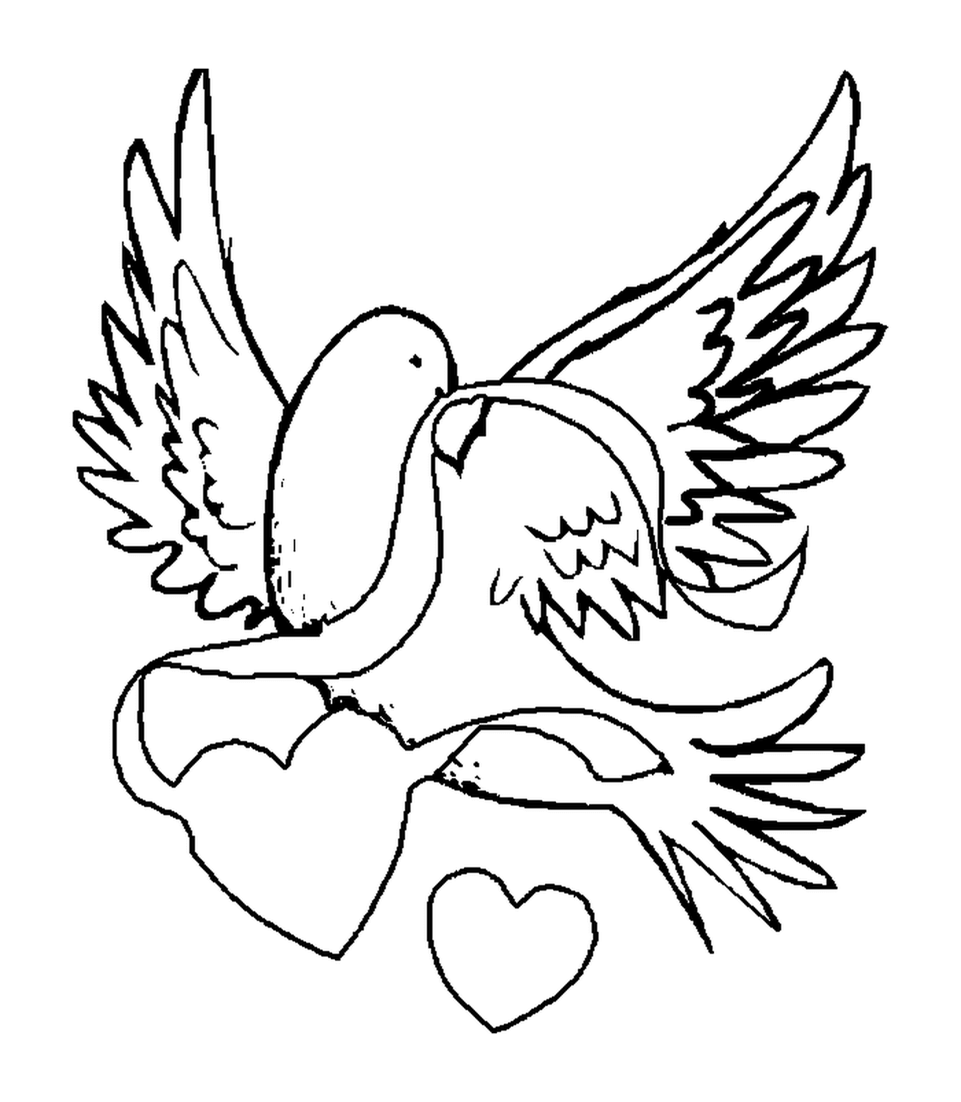  A bird flying with a heart 