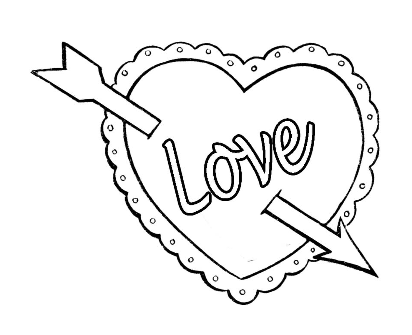  Un corazón y una flecha con la palabra amor 