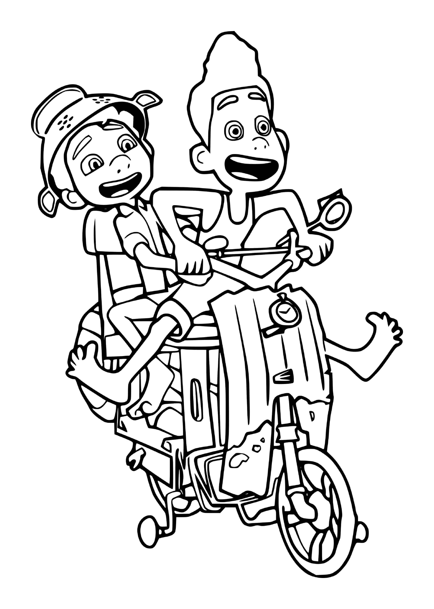  Junge und Mädchen auf einem Motorrad 
