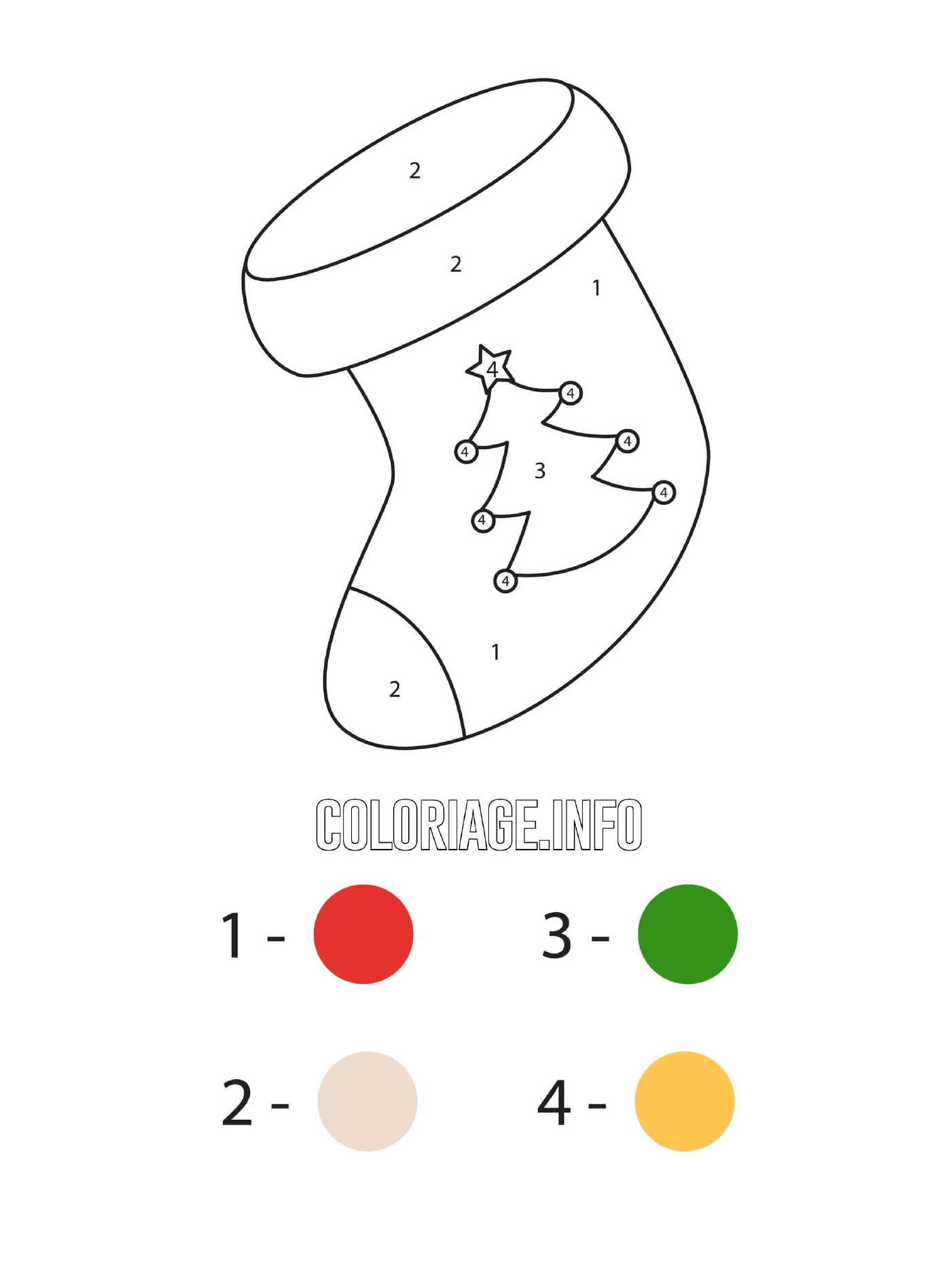  christmas stocking with a tree drawing by number 