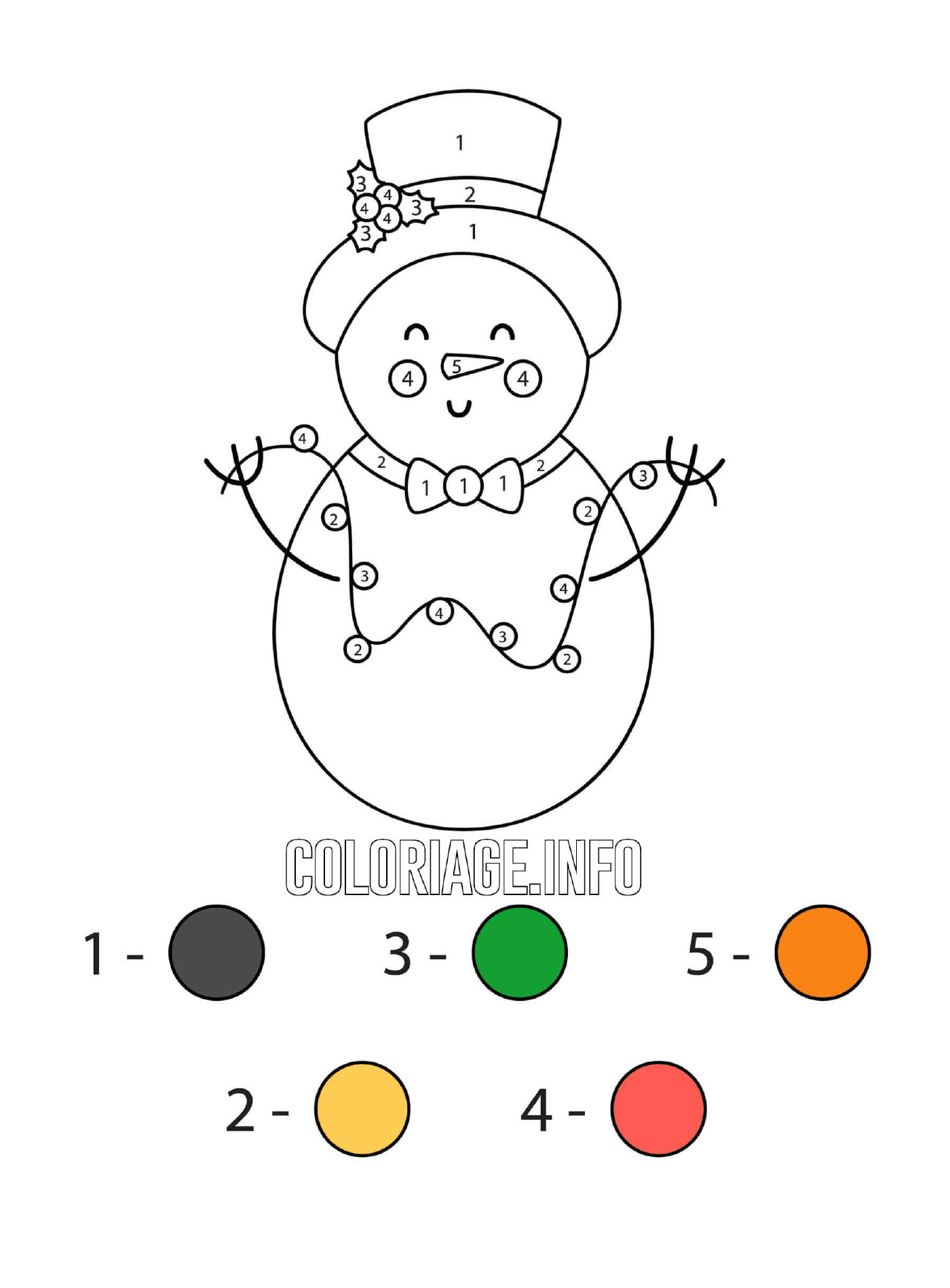  pupazzo di neve con luci di Natale disegno per numero 