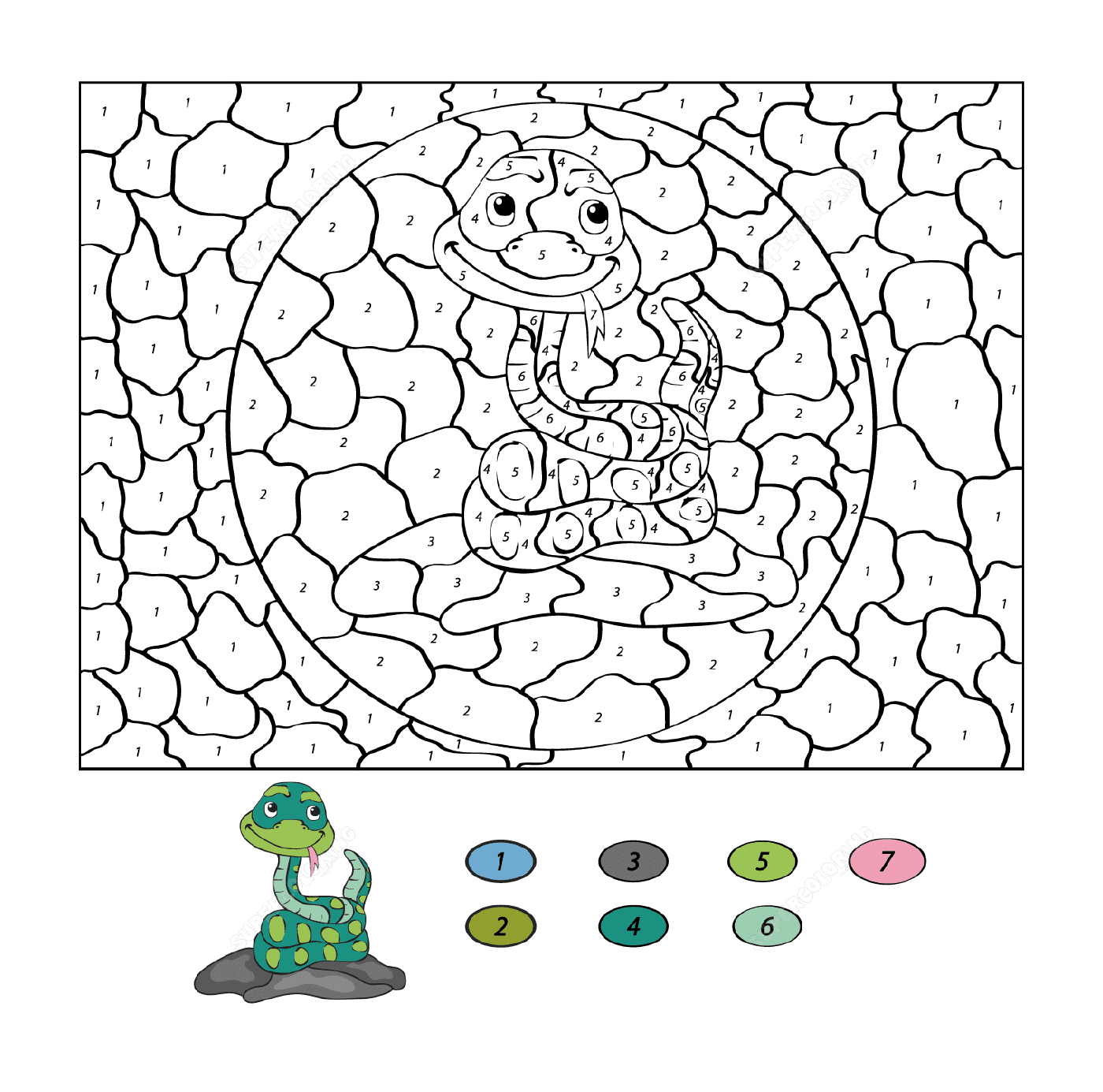  Un serpente dei cartoni animati con un dinosauro 