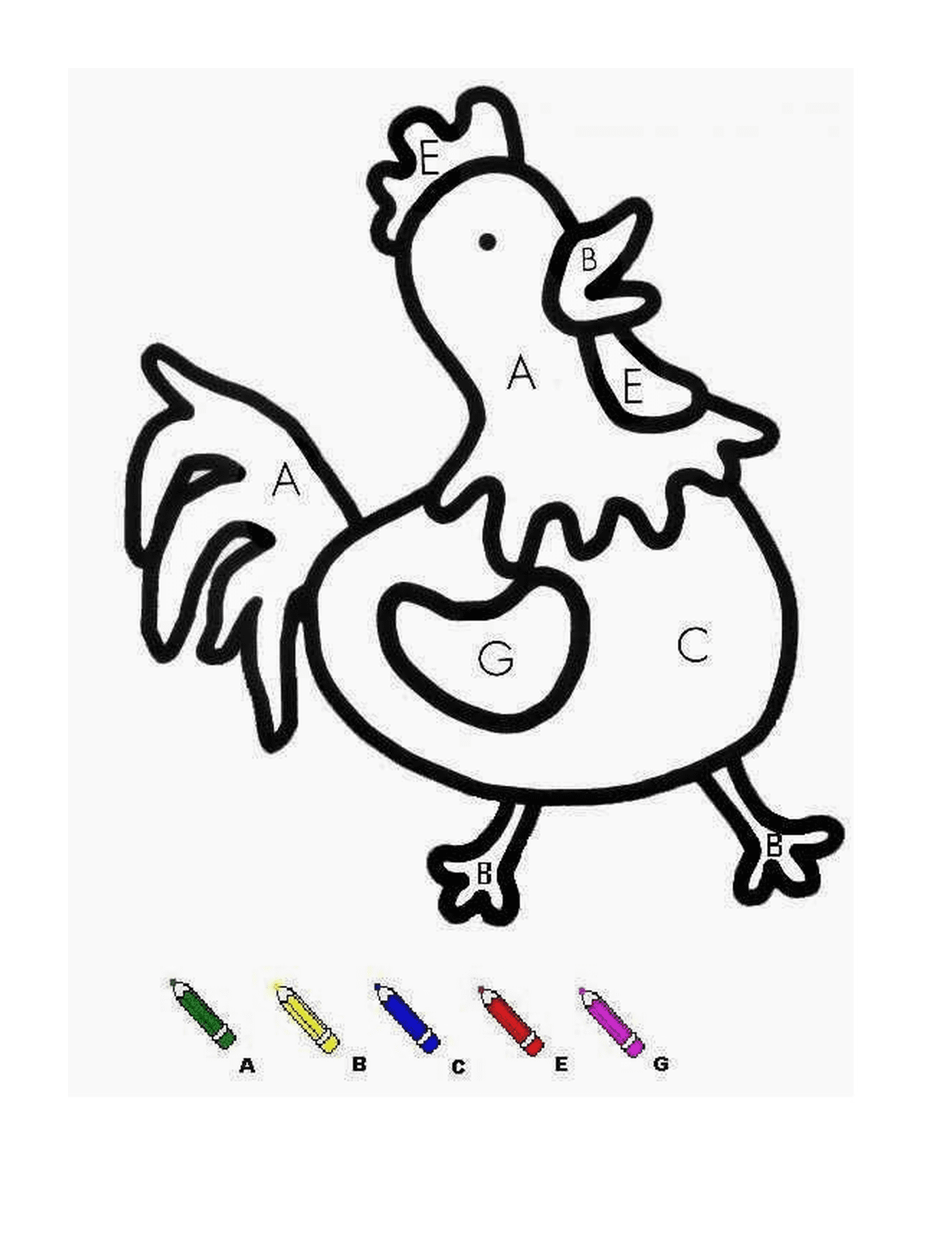  A chicken with colored markers 