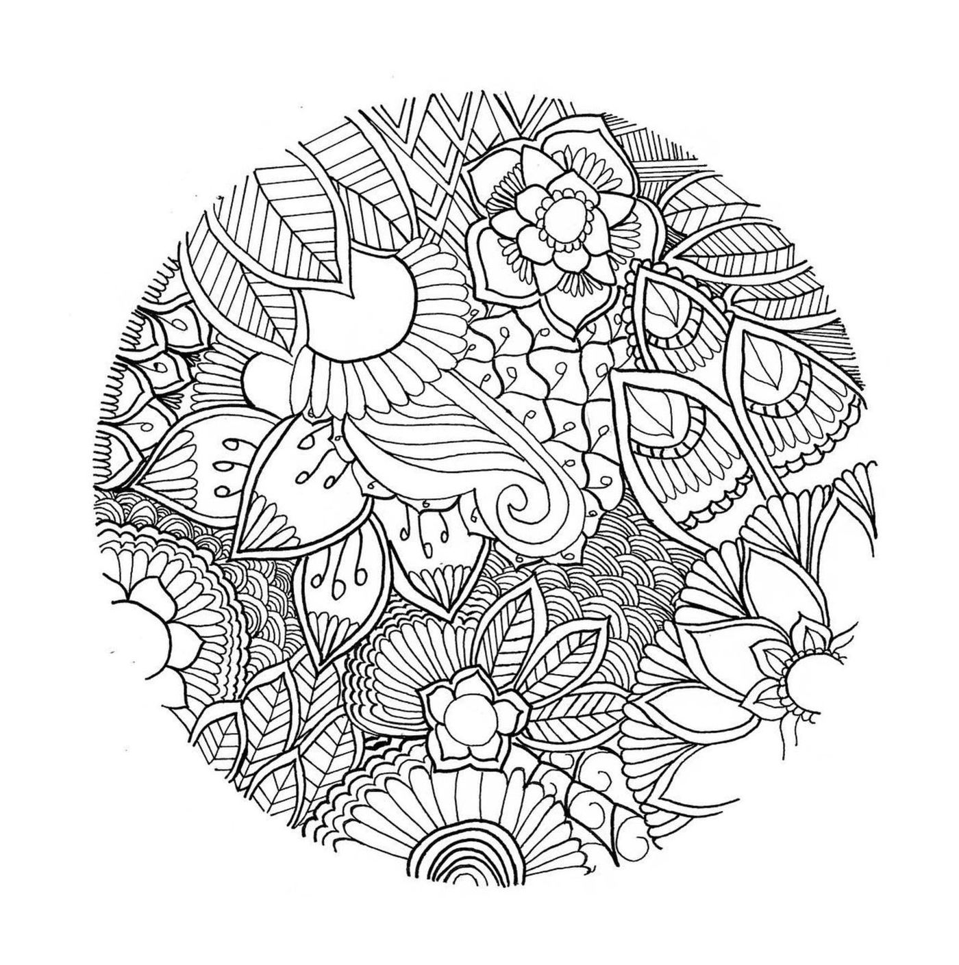 Adult Mandala with forest flowers 