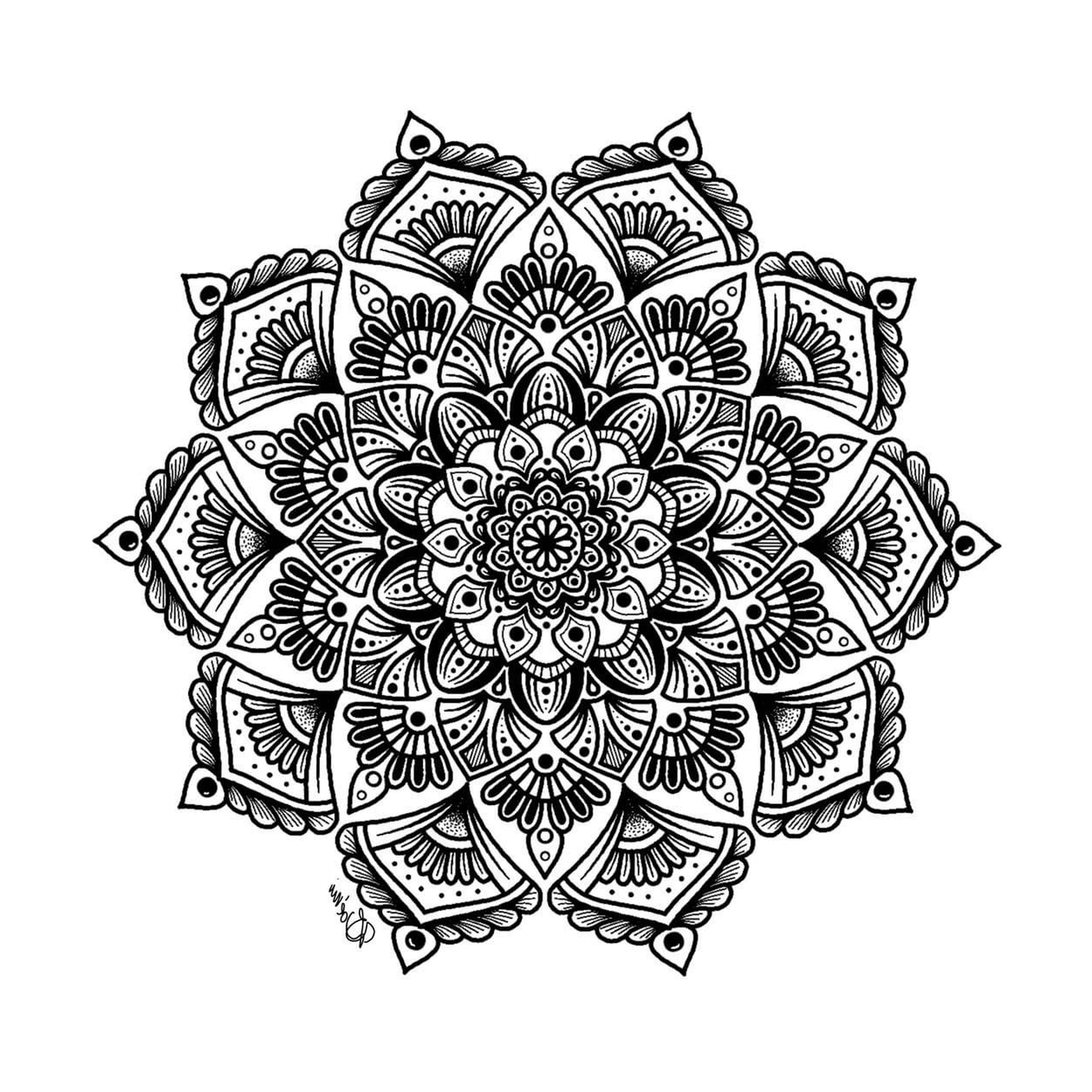 Mandala complex with flowers for adults 