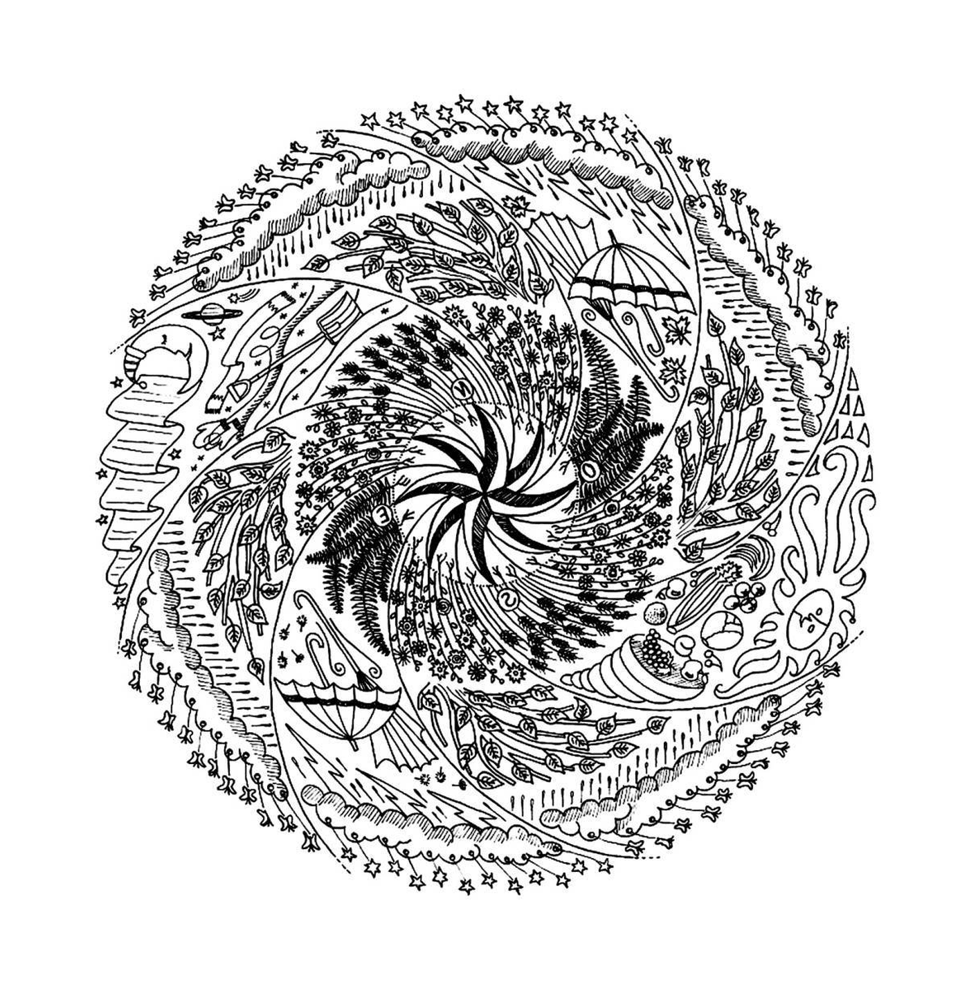  Circular Mandala with Fish 