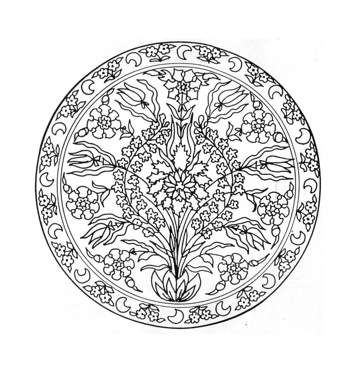  Ein florales Mandala auf einem Teller 