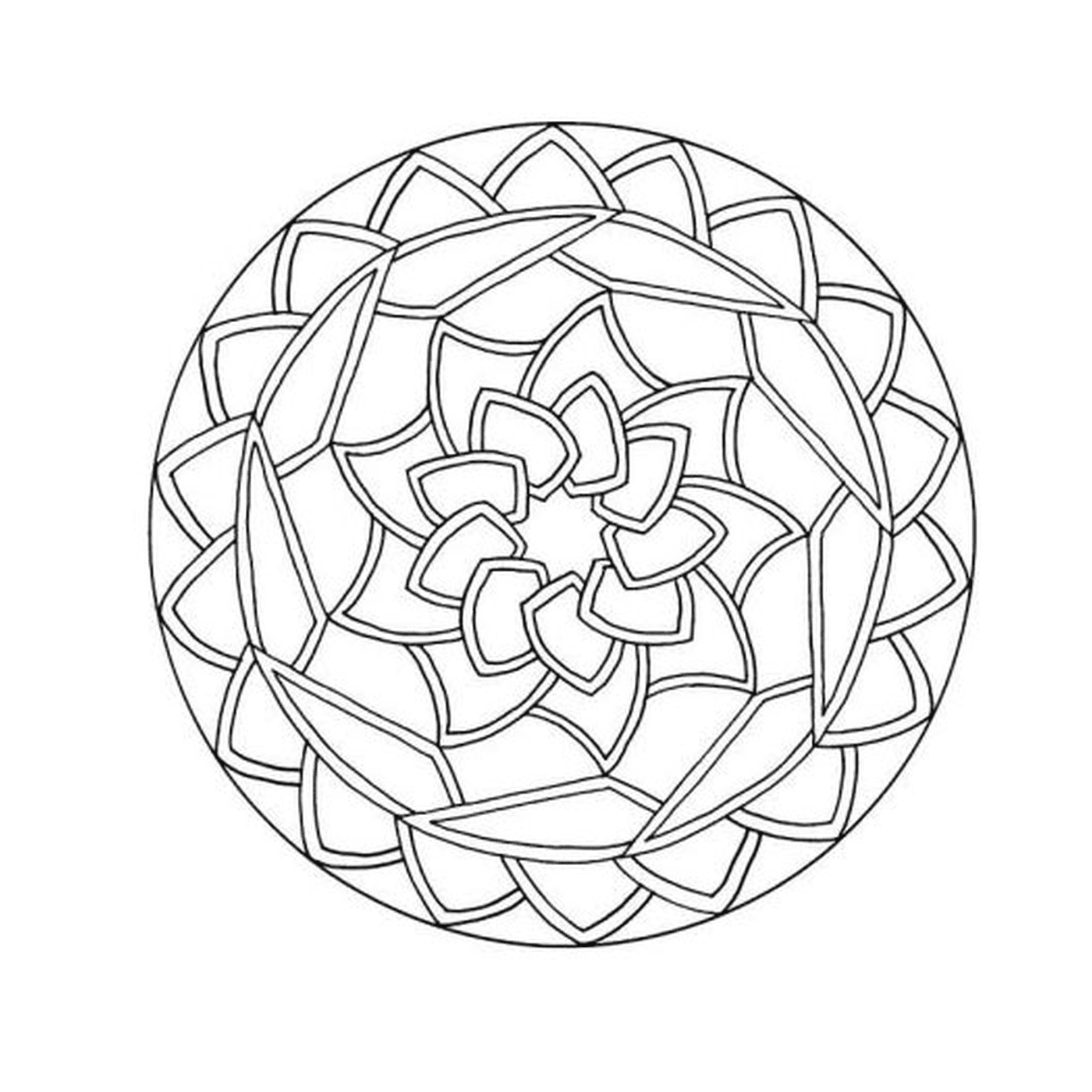  Japanisches Mandala mit zentraler Blume 