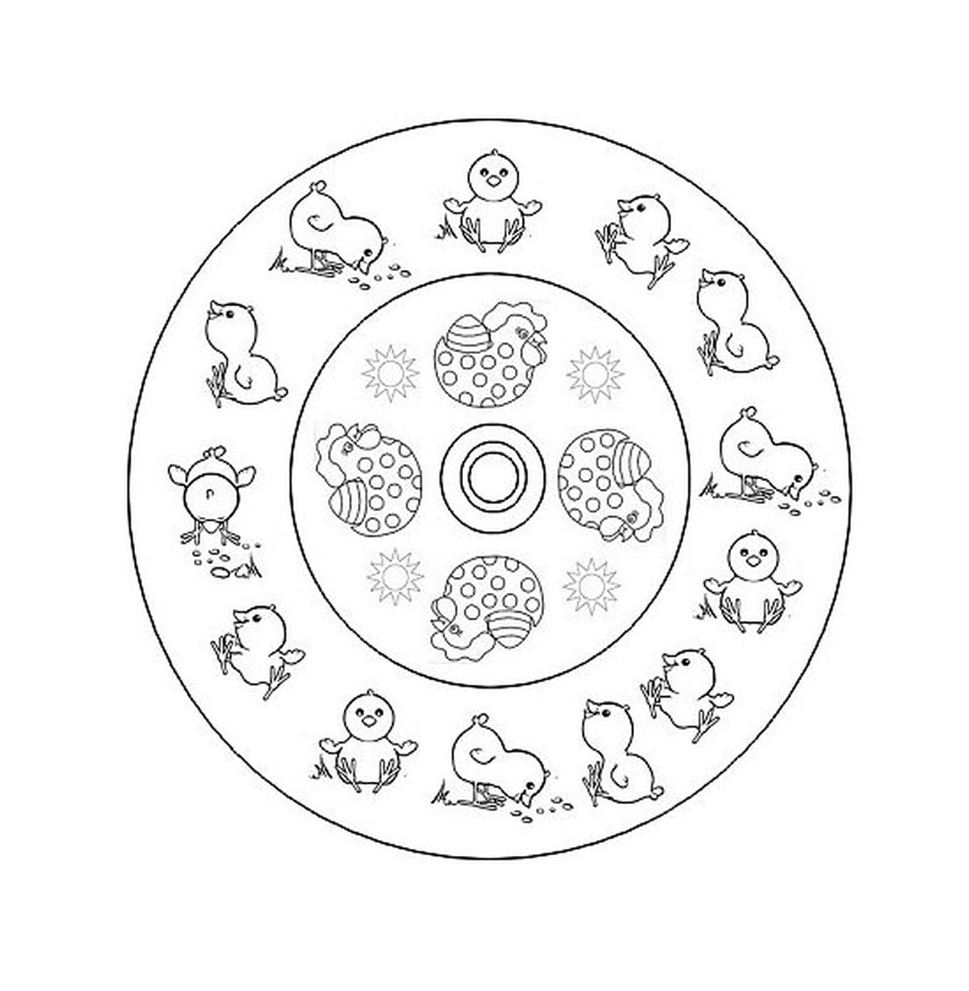  Mandala mit verschiedenen Tieren 
