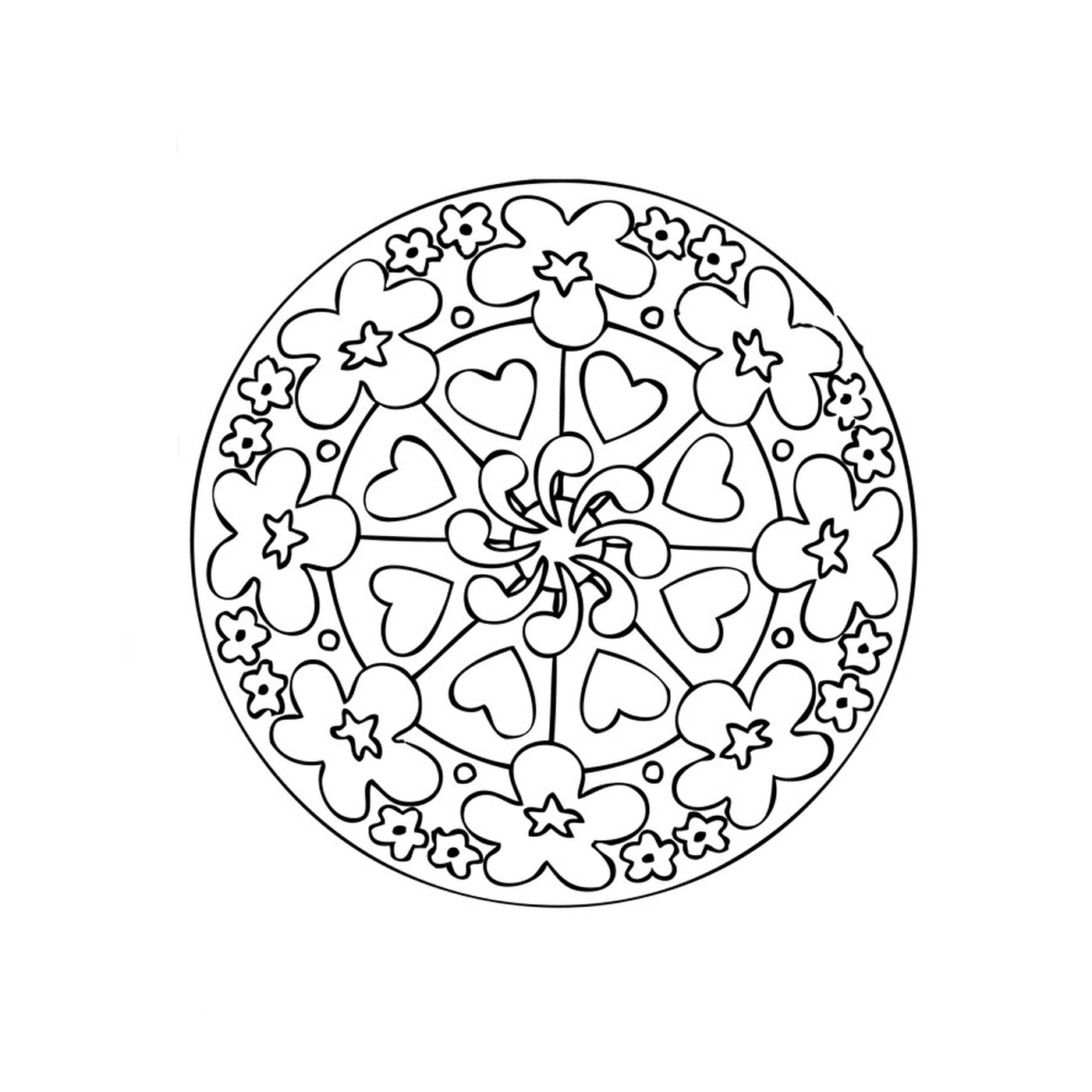  Mandala with hearts and stars 