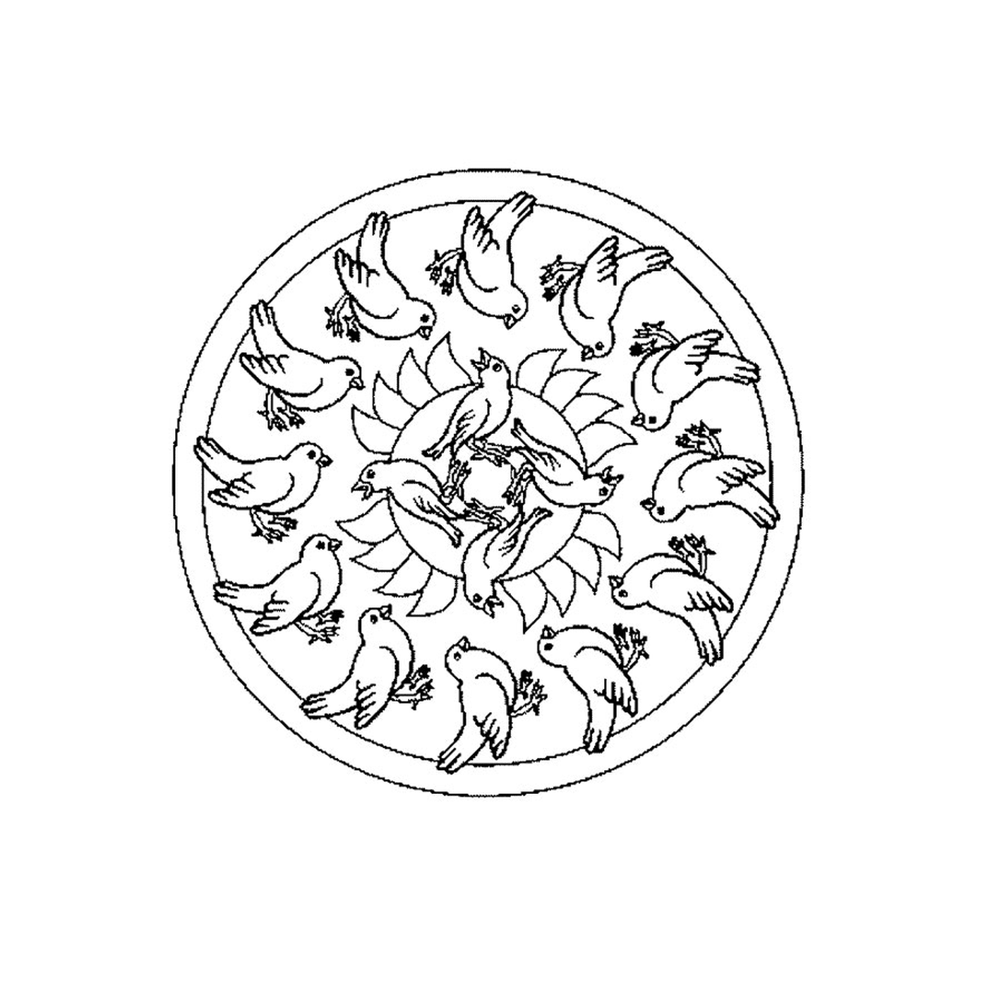  Mandala with bird in the center 