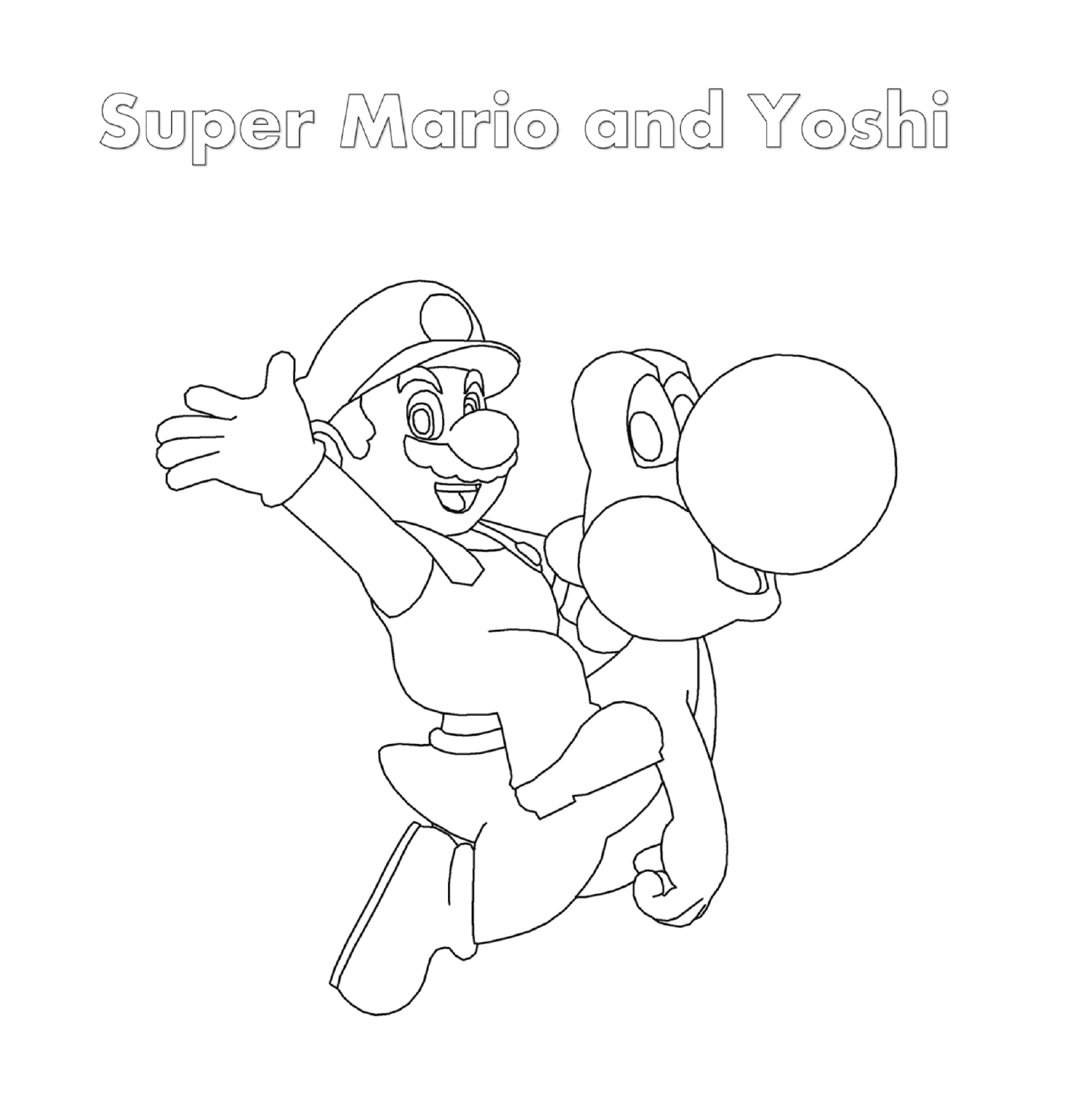  Super Mario und Yoshi mit einer Person, die eine Kugel hält 