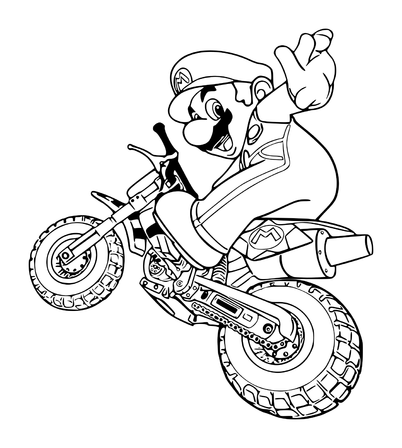  Mario im Motorrad-Modus, auf einem Motorrad 