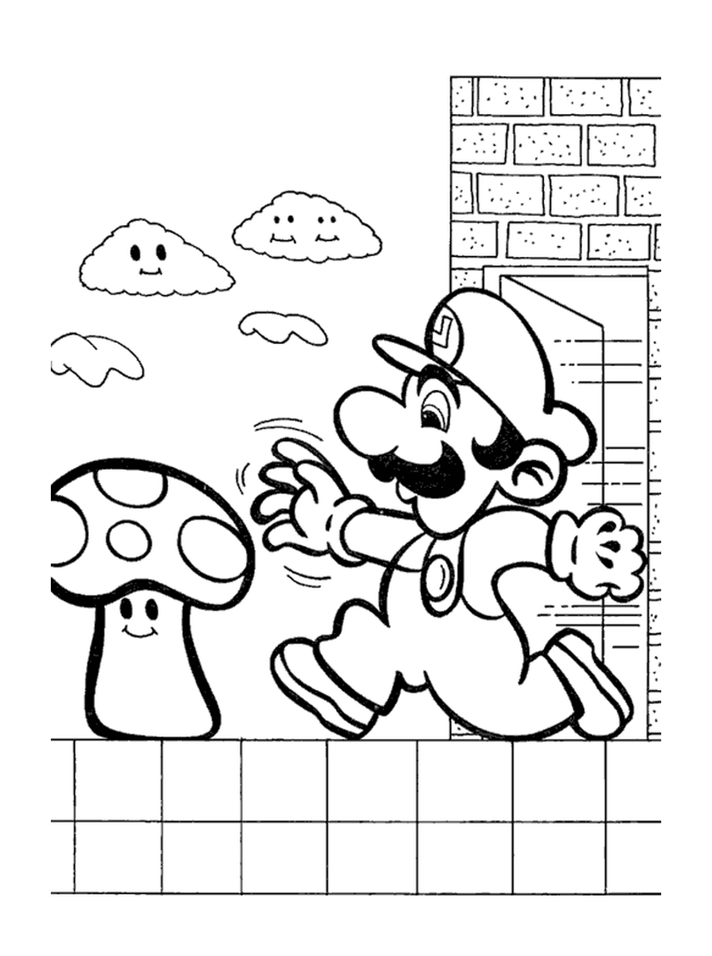  Mario Bros runs with a fungus 