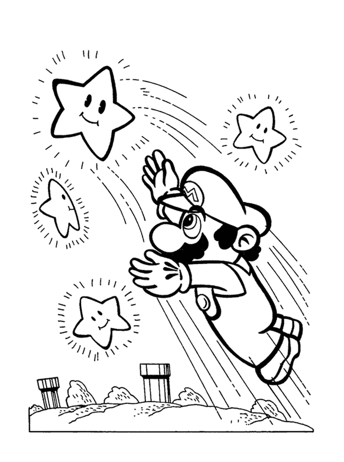 Mario afferra una stella luminosa 