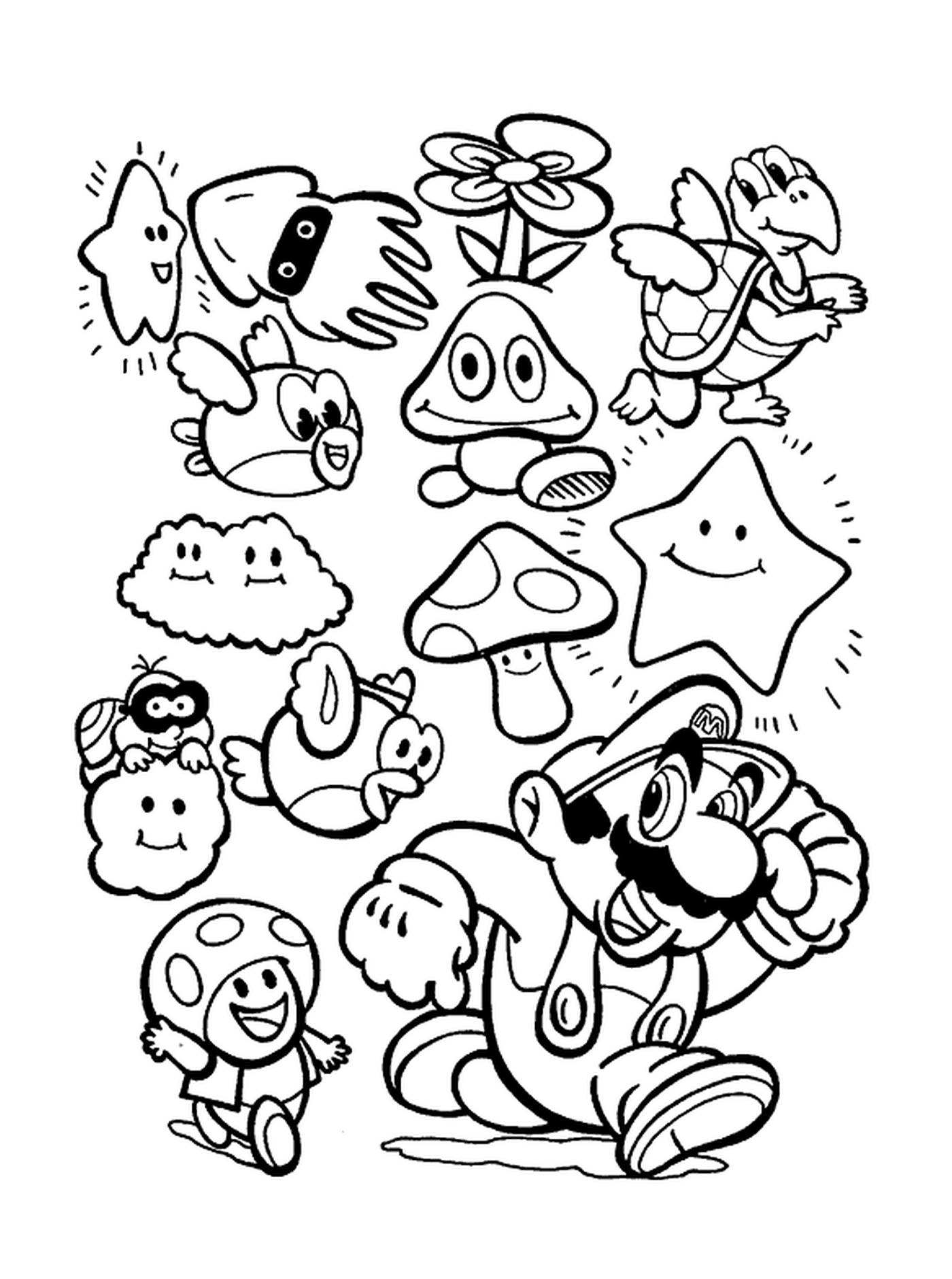  Marios Charaktere kommen zusammen 