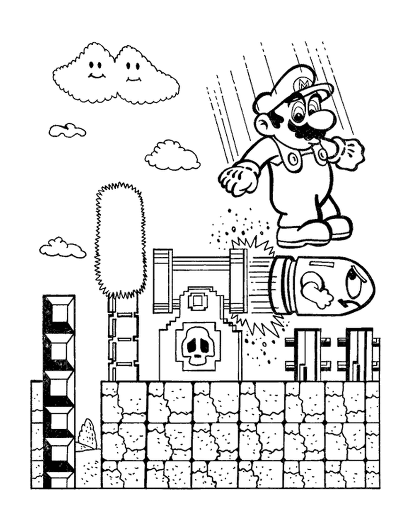  Mario salta sobre una bomba peligrosa 