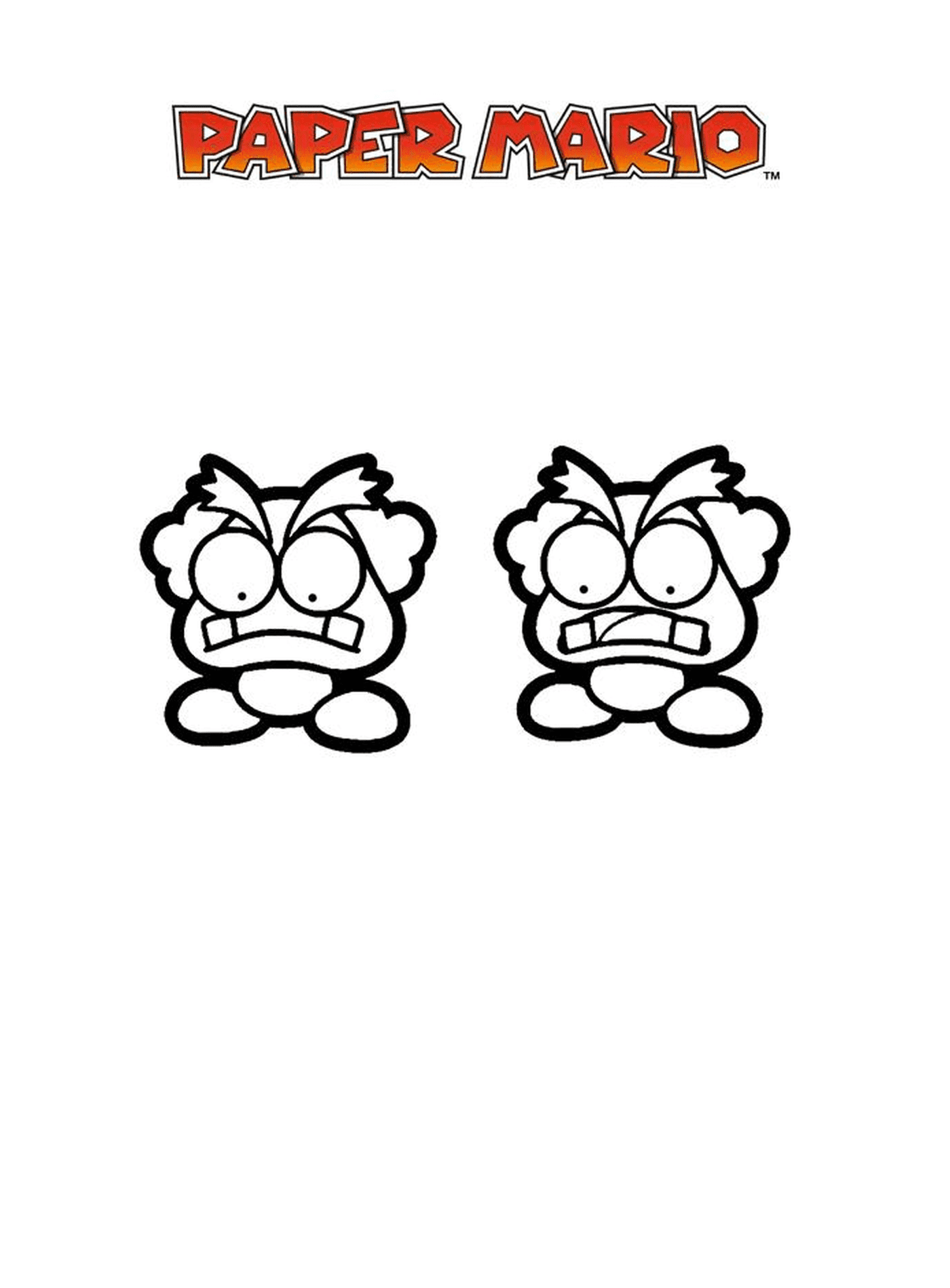  Mario Paper Millennium 20, ein Paar Karikatur Gesichter mit wütenden Ausdrücken 