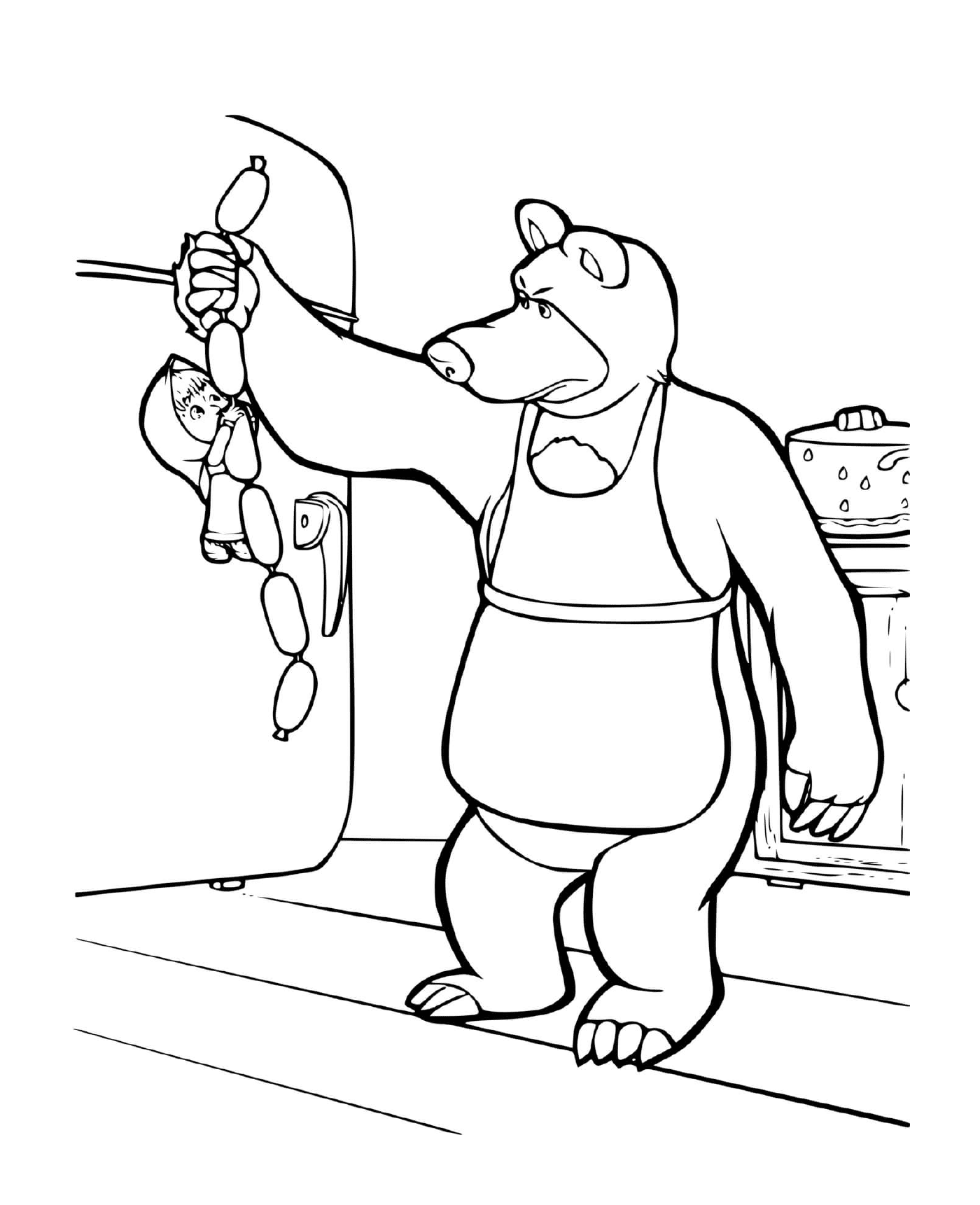  Мишка готовит вкусные сосиски 
