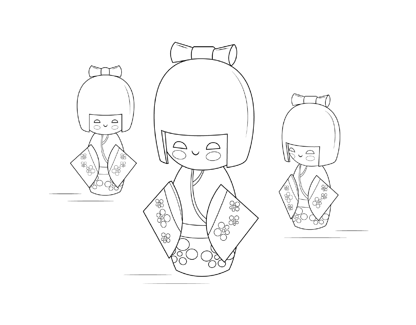  Kokeshi Puppe, kleines Mädchen 