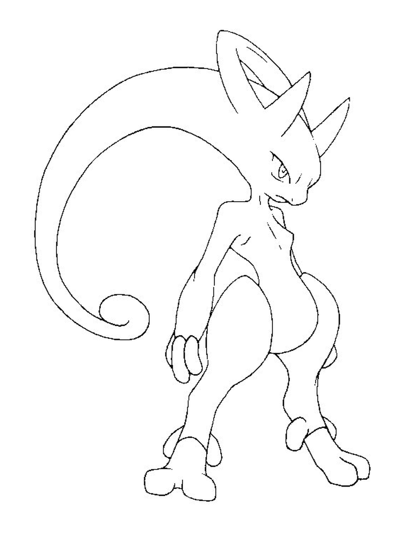  Mewtwo Y, ein schwarz-weißer Pokémon 
