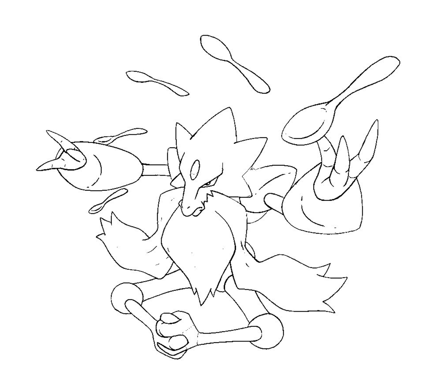  Alakazam, a fox surrounded by spoons 