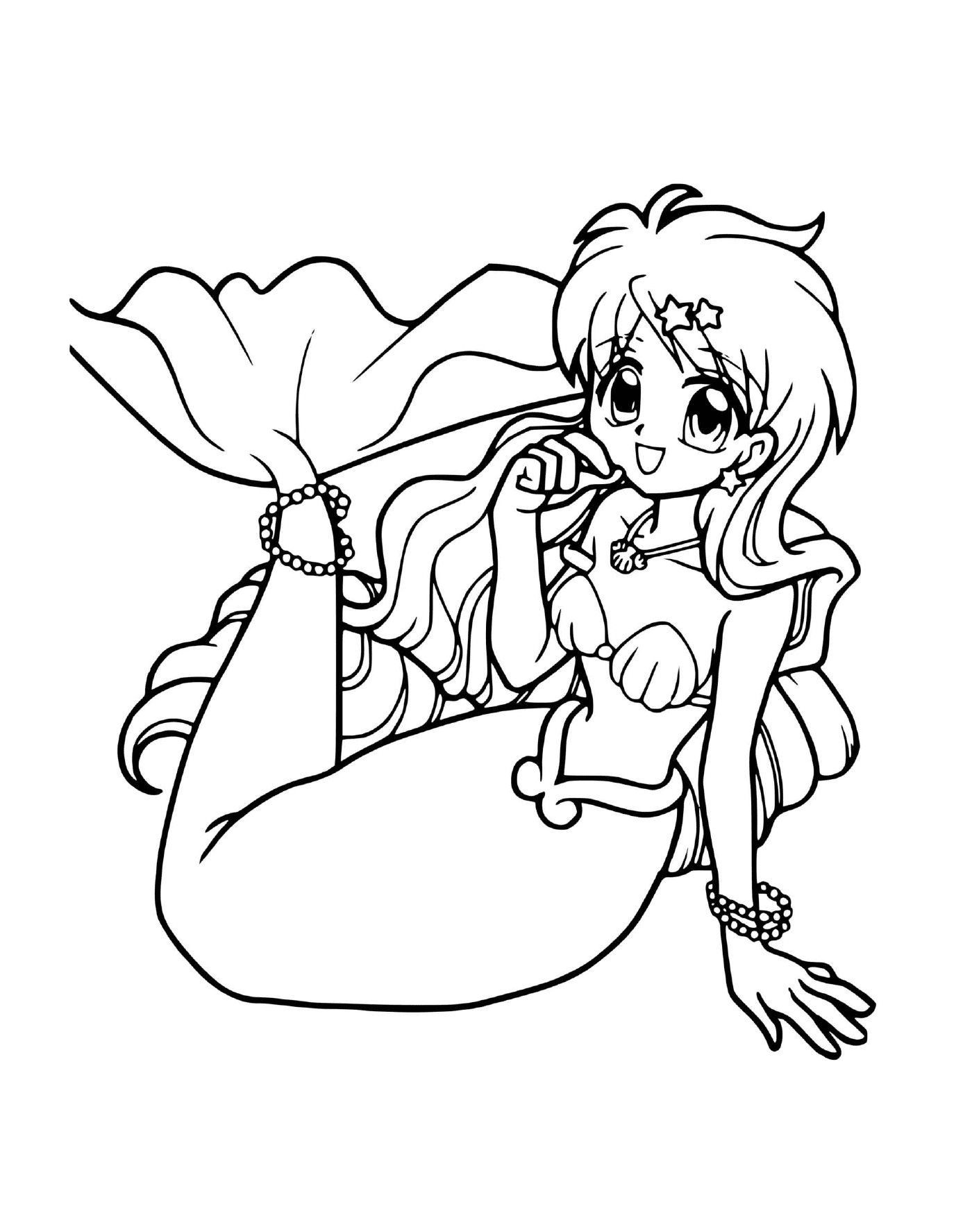 Mädchen in einem Manga Meerjungfrau Anzug 