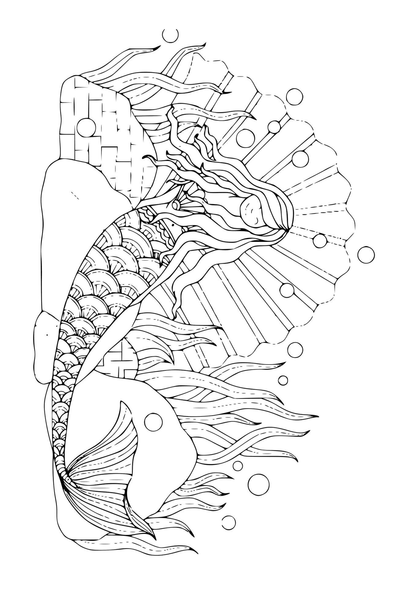  Adult of a sirene and a fish 
