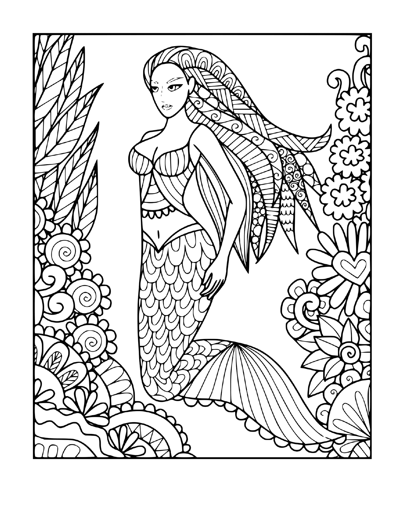  Sirene in the sea with vegetation 