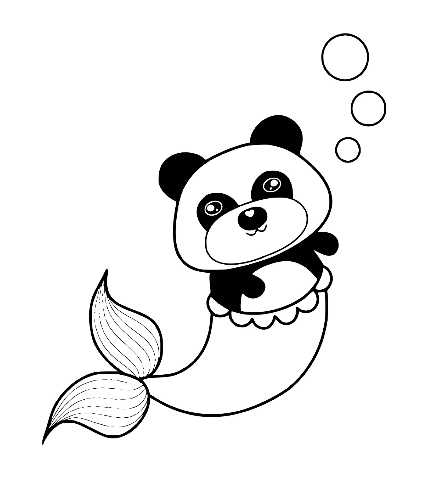  Panda sentado en un sirena 
