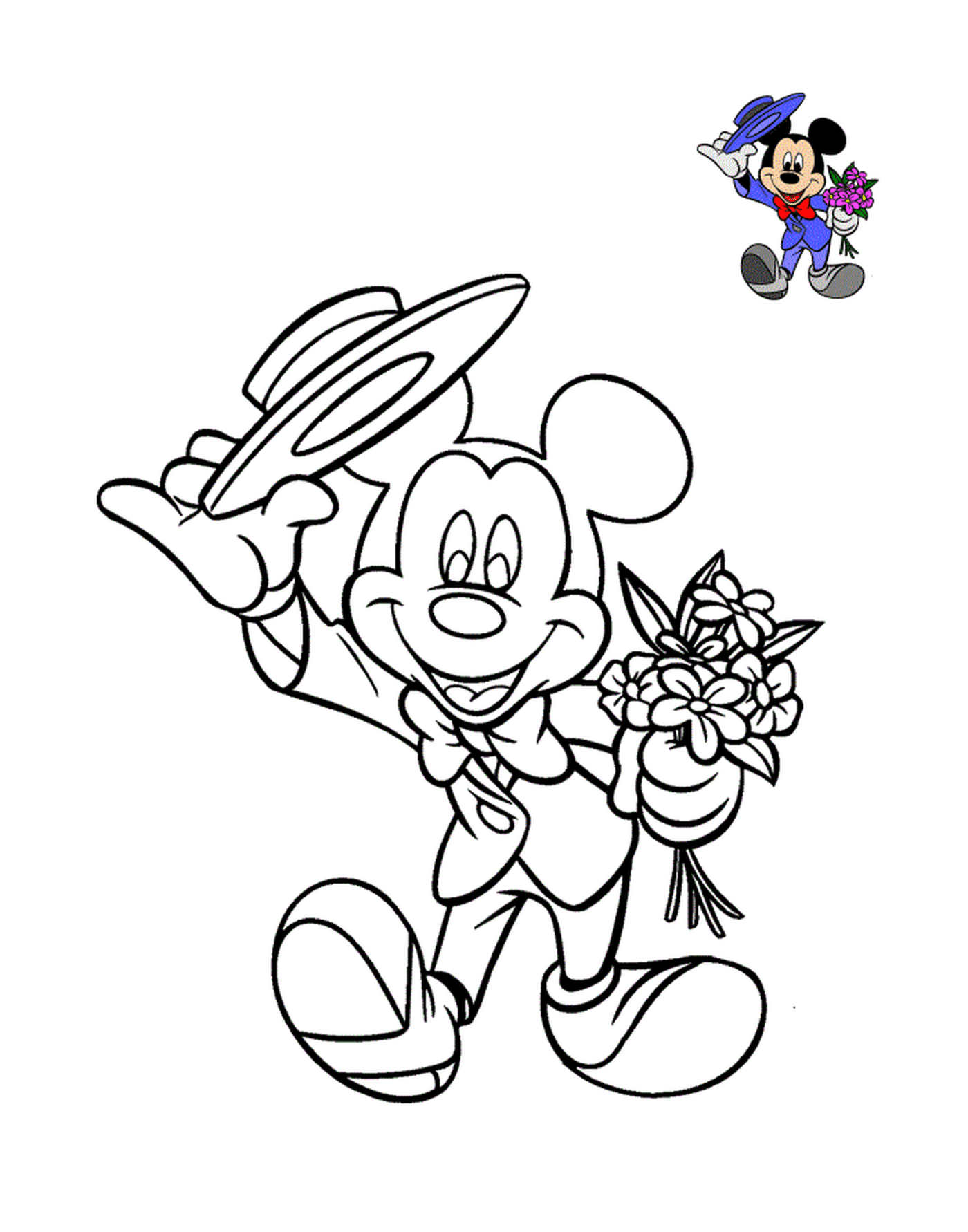  Adorable Mickey Mouse con traje y flores 