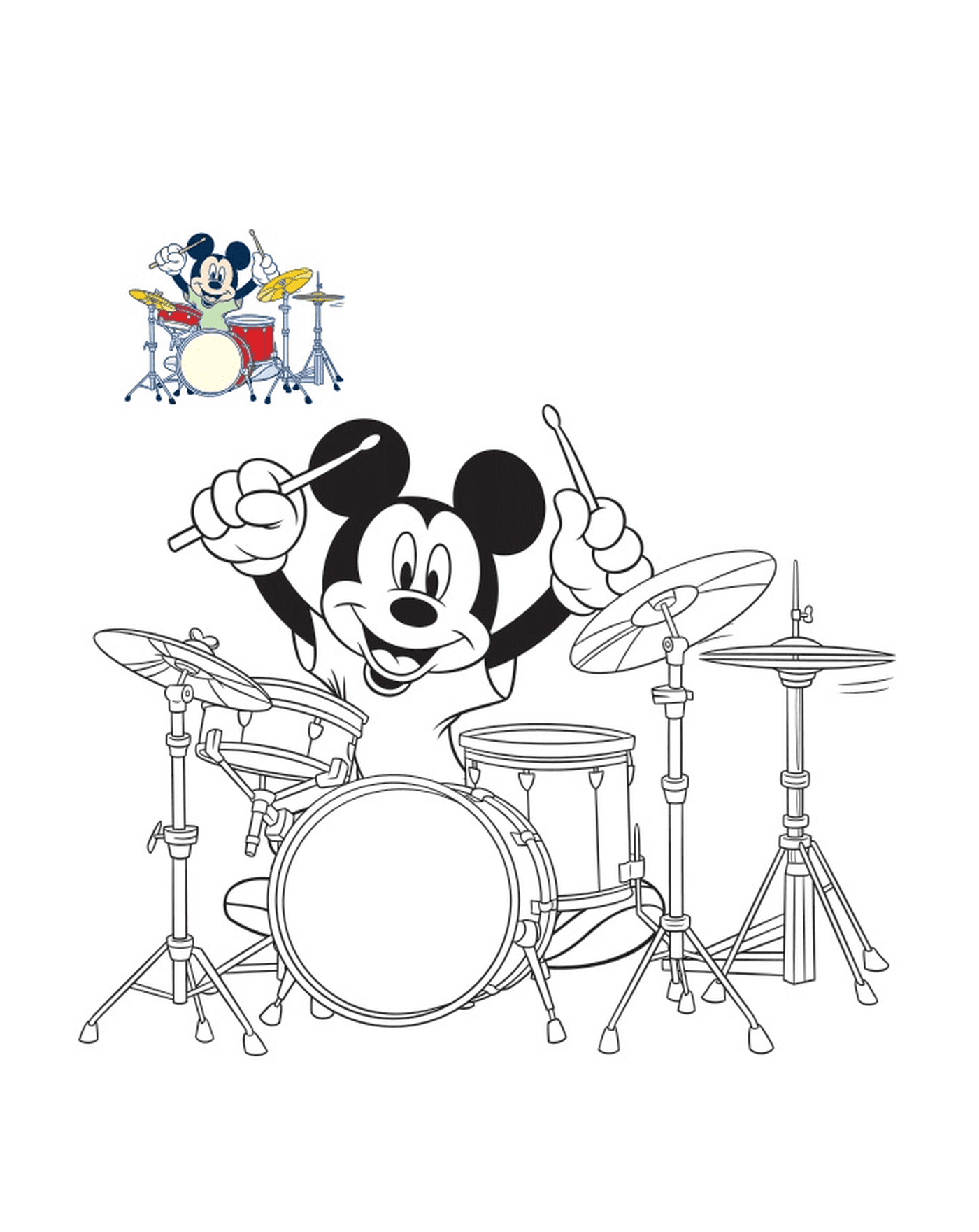 Микки Маус играет на барабанах 