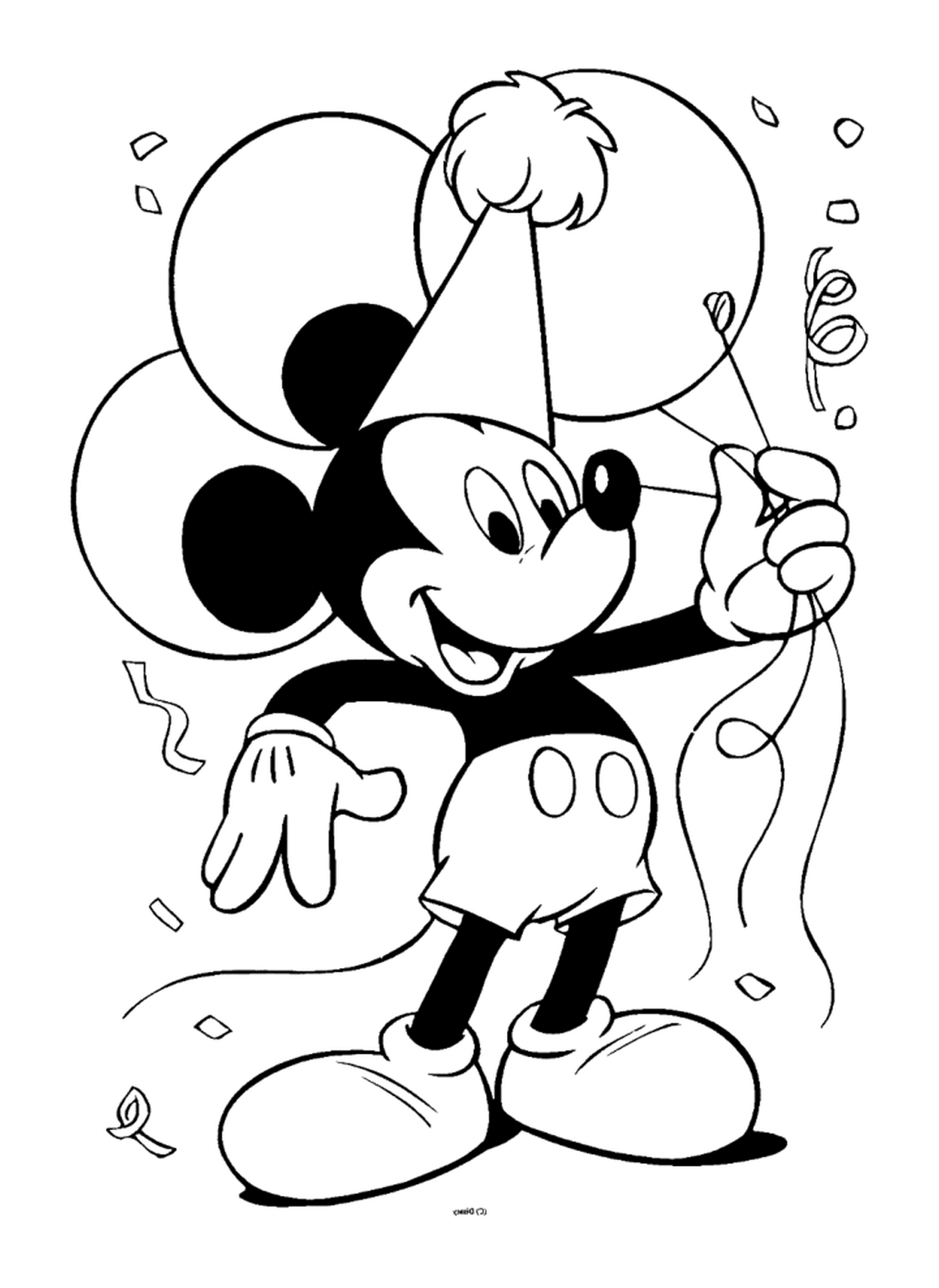  It's Mickey's birthday with balloons 