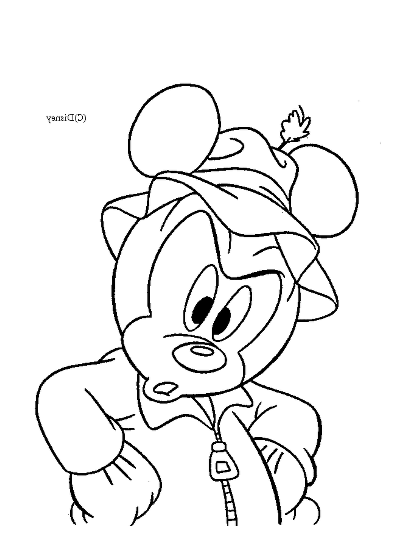  Zeichnung von Mickey nach Farbe: Mickey Mouse trägt einen Hut 