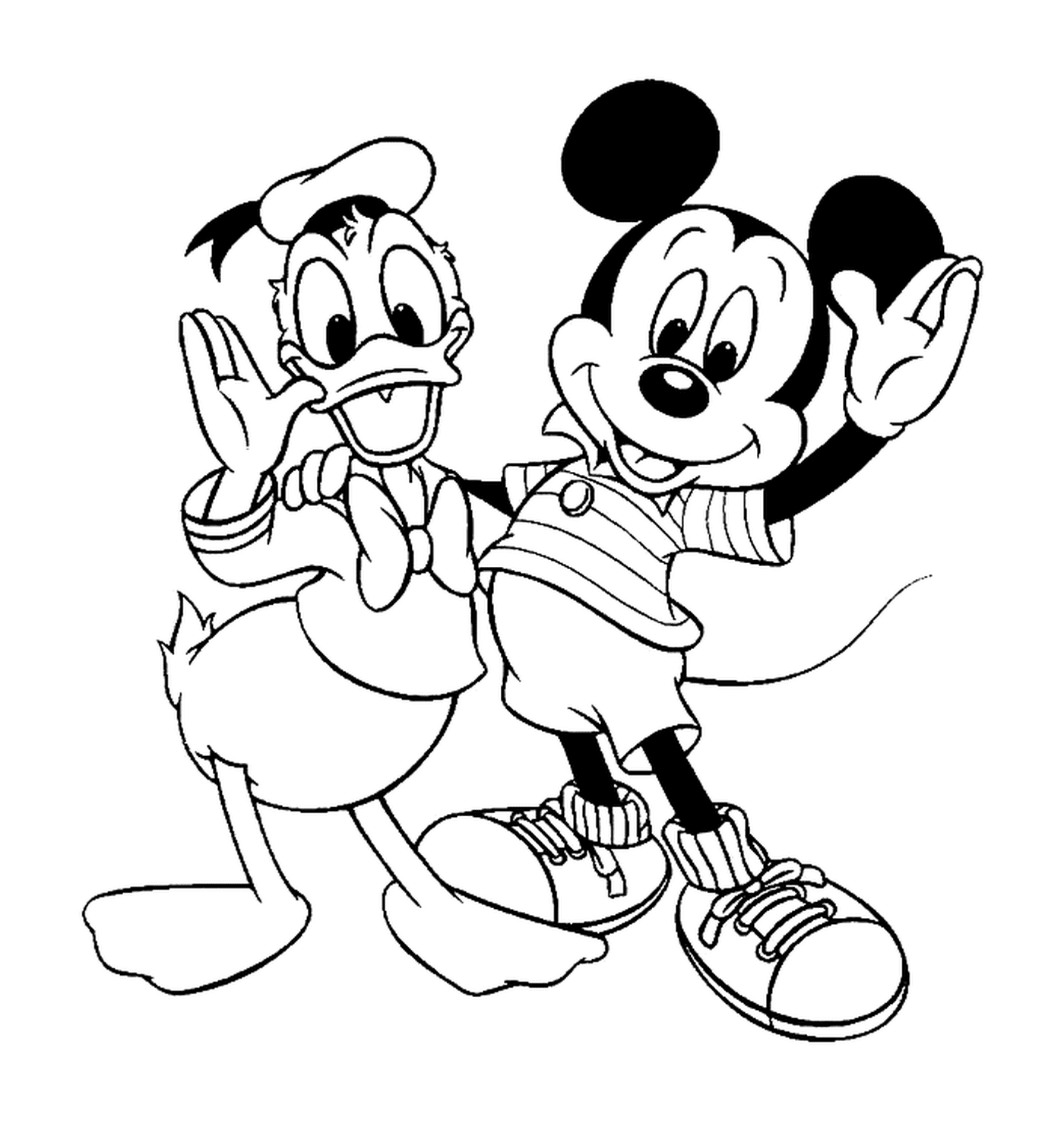  Drawing by Mickey and his friend Donald: Mickey Mouse and Donald Duck 