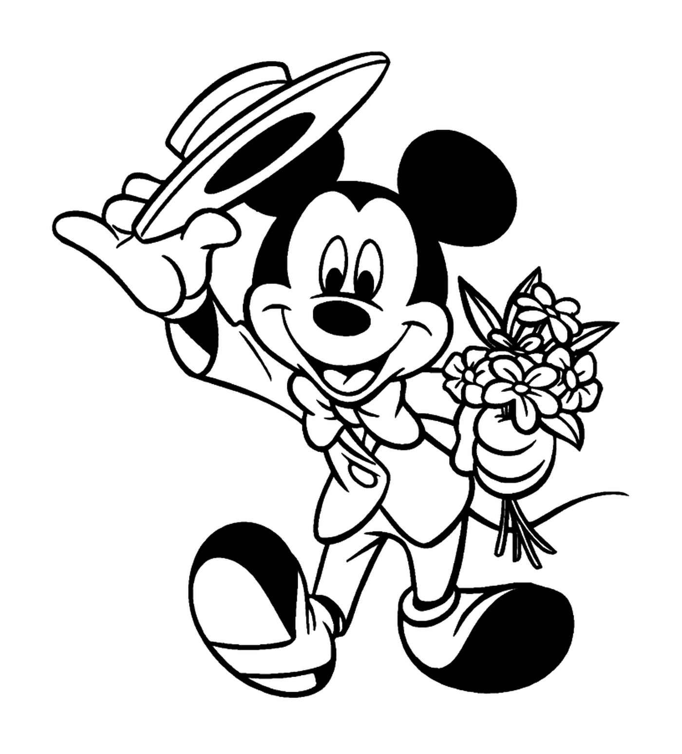 Mickey goes to a gallant date: holding a bouquet 