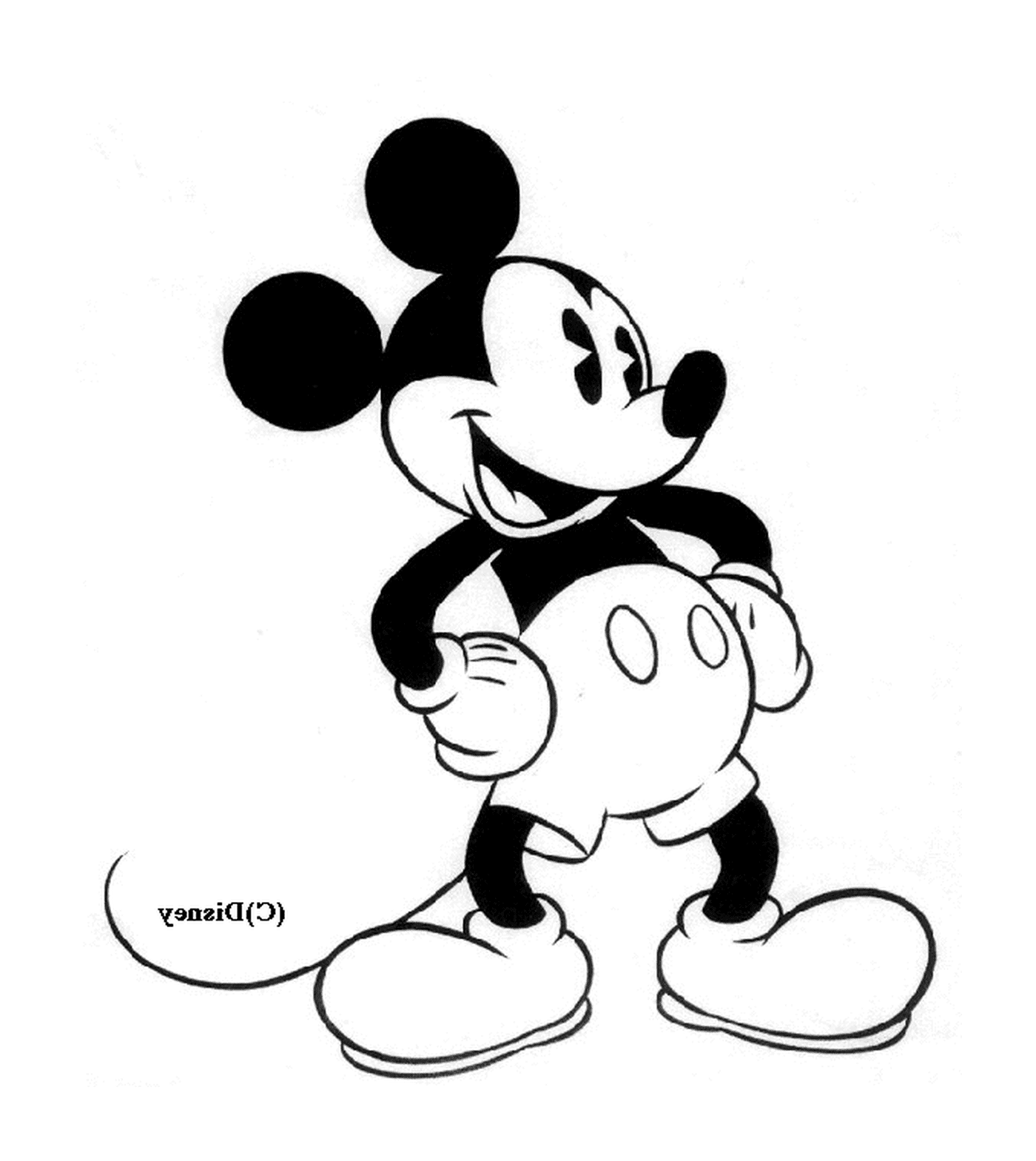  Mickey's Zeichnung: Mickey Mouse steht 
