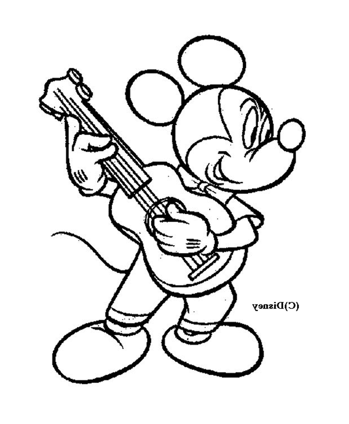  Mickey plays guitar: Mickey Mouse playing guitar 