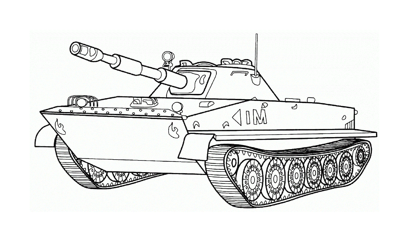  Panzer Streitkräfte, militärischer Transport: ein militärischer Panzer wird in Zeichnung gezeigt 